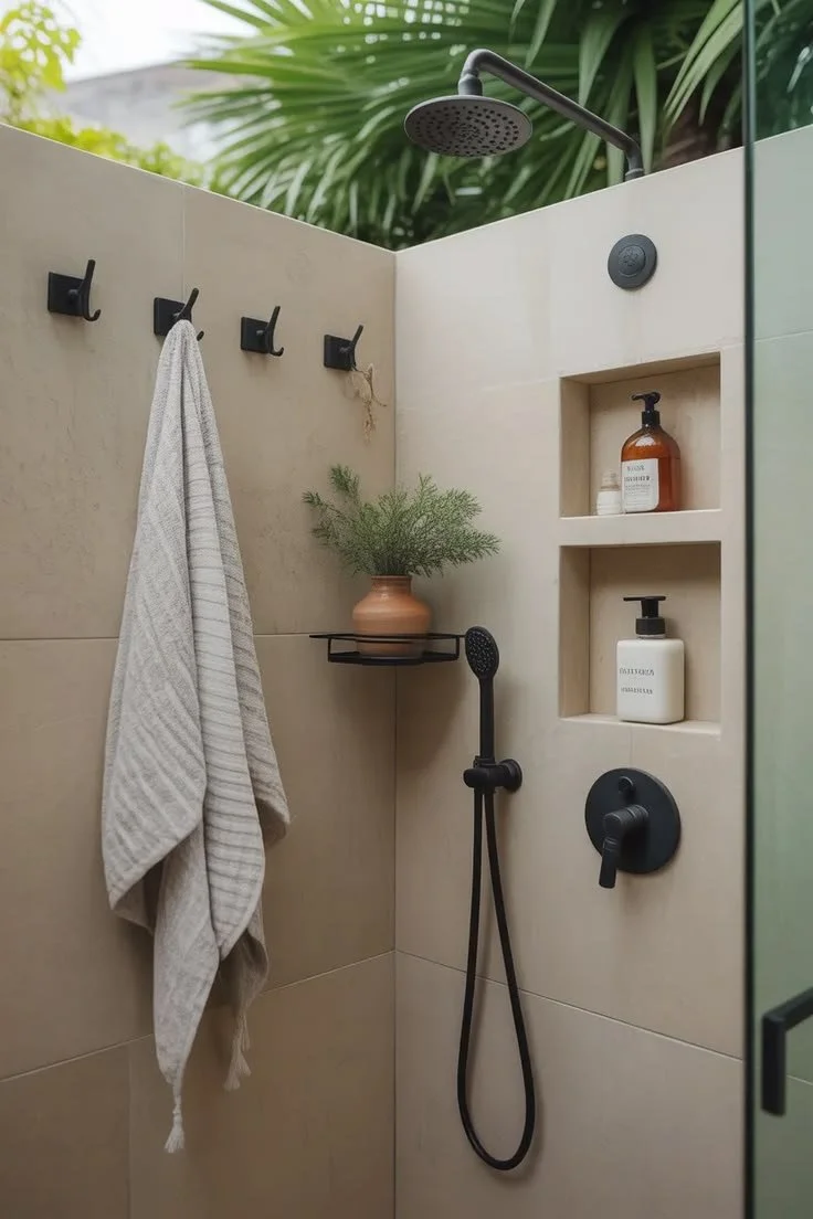 Outdoor Shower for a Los Angeles Home Pool
