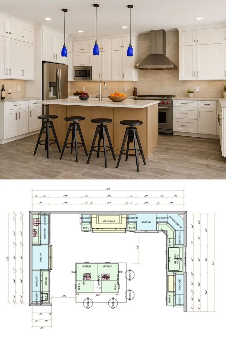 kitchen layout done by luxury interior designer