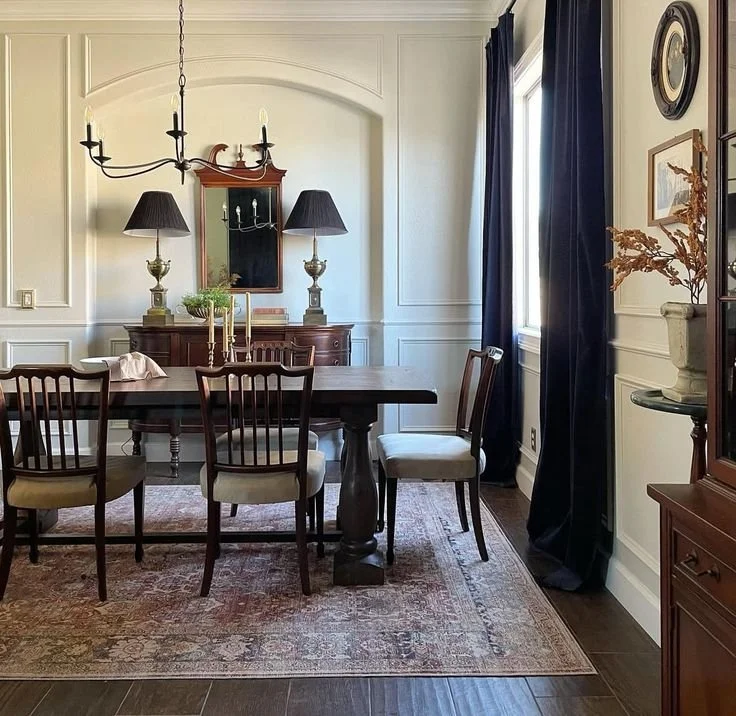 inherited table and vintage rug for boho inspiration