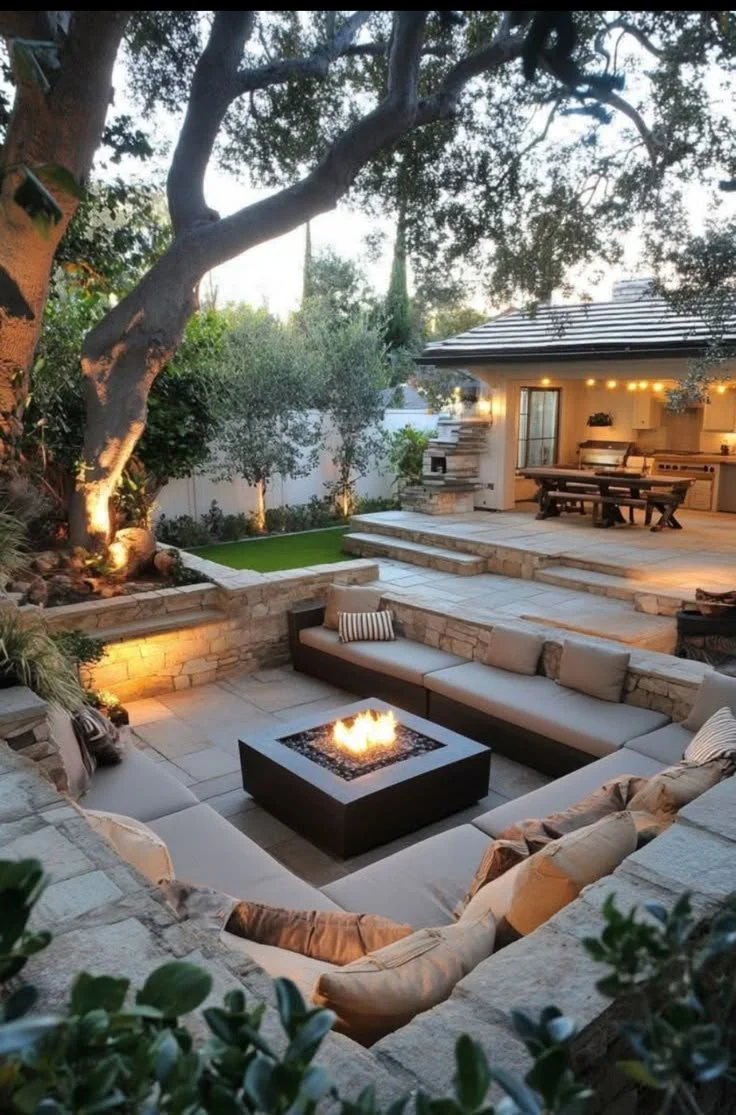 sunken conversation pit for outdoor luxury living