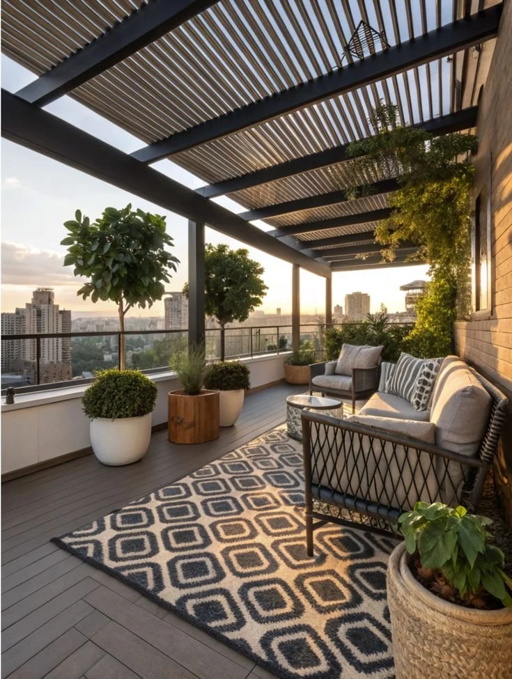 Los Angeles rooftop terrace contemporary outdoor furniture