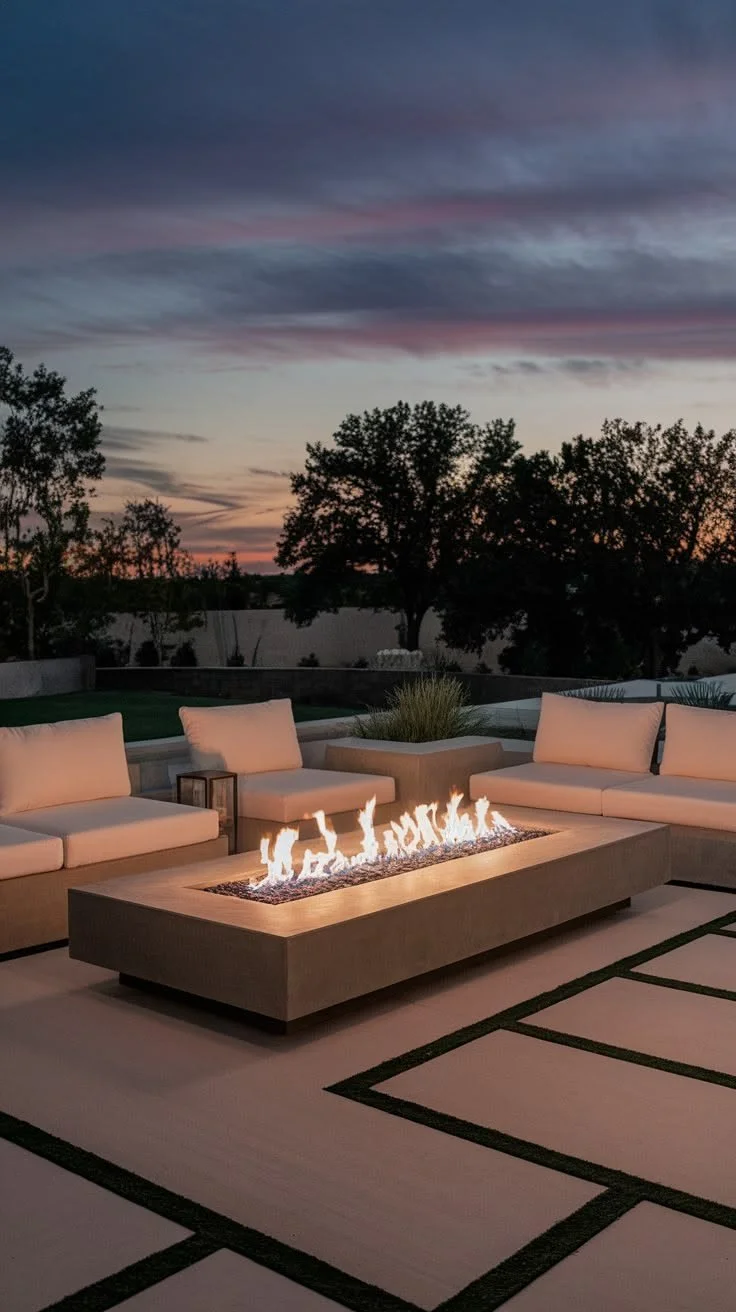 linear gas fire pit for outdoor luxury living