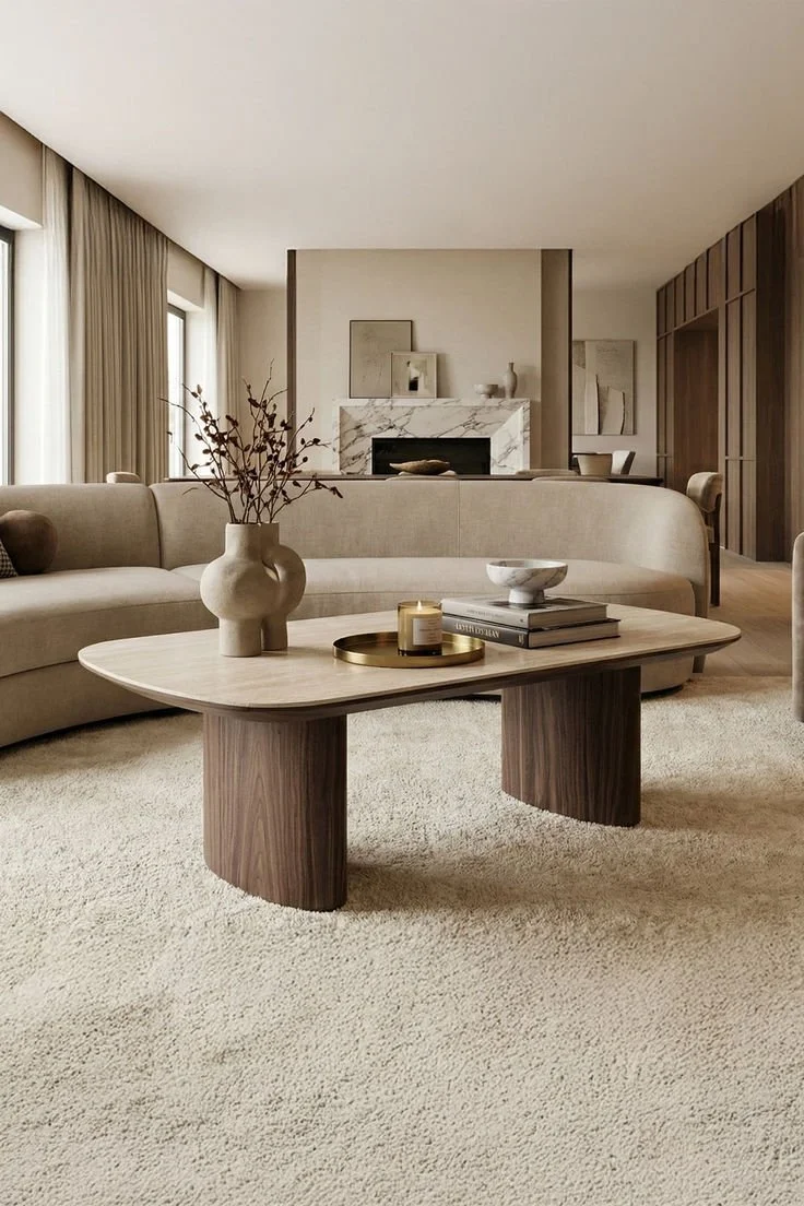 travertine marble coffee table Los Angeles living room