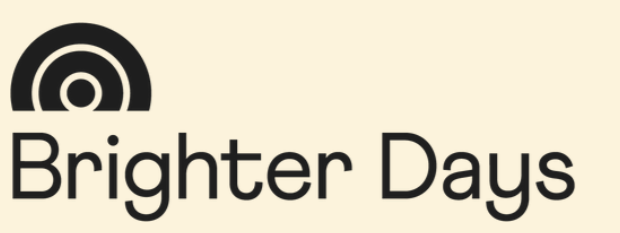 Brighter Days logo with a stylized sun or rainbow icon