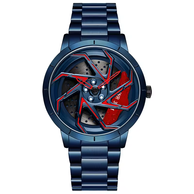 Reloj casual SANDA 108 con esfera giratoria y diseño creativo para hombre. AZUL