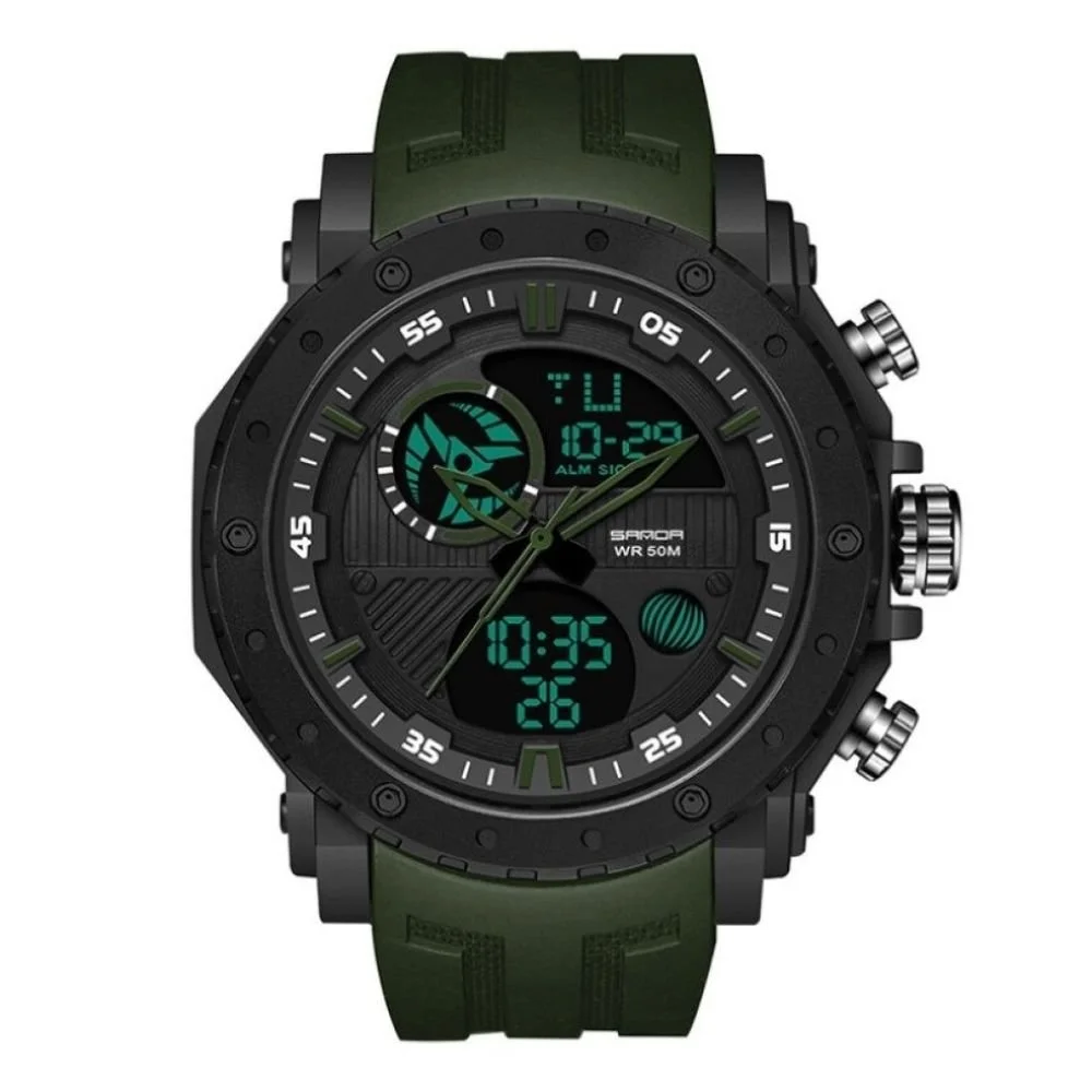 Reloj de Pulsera Digital de Cuarzo para Hombre SANDA 6012 NEGRO/VERDE