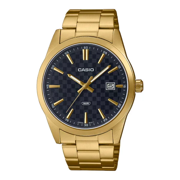 Casio MTP-VD03G-1A Negro Analógico Tono Dorado Acero Inoxidable Hombre Reloj.