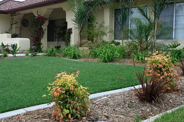 Residential front yard with Artificial grass installation near langley