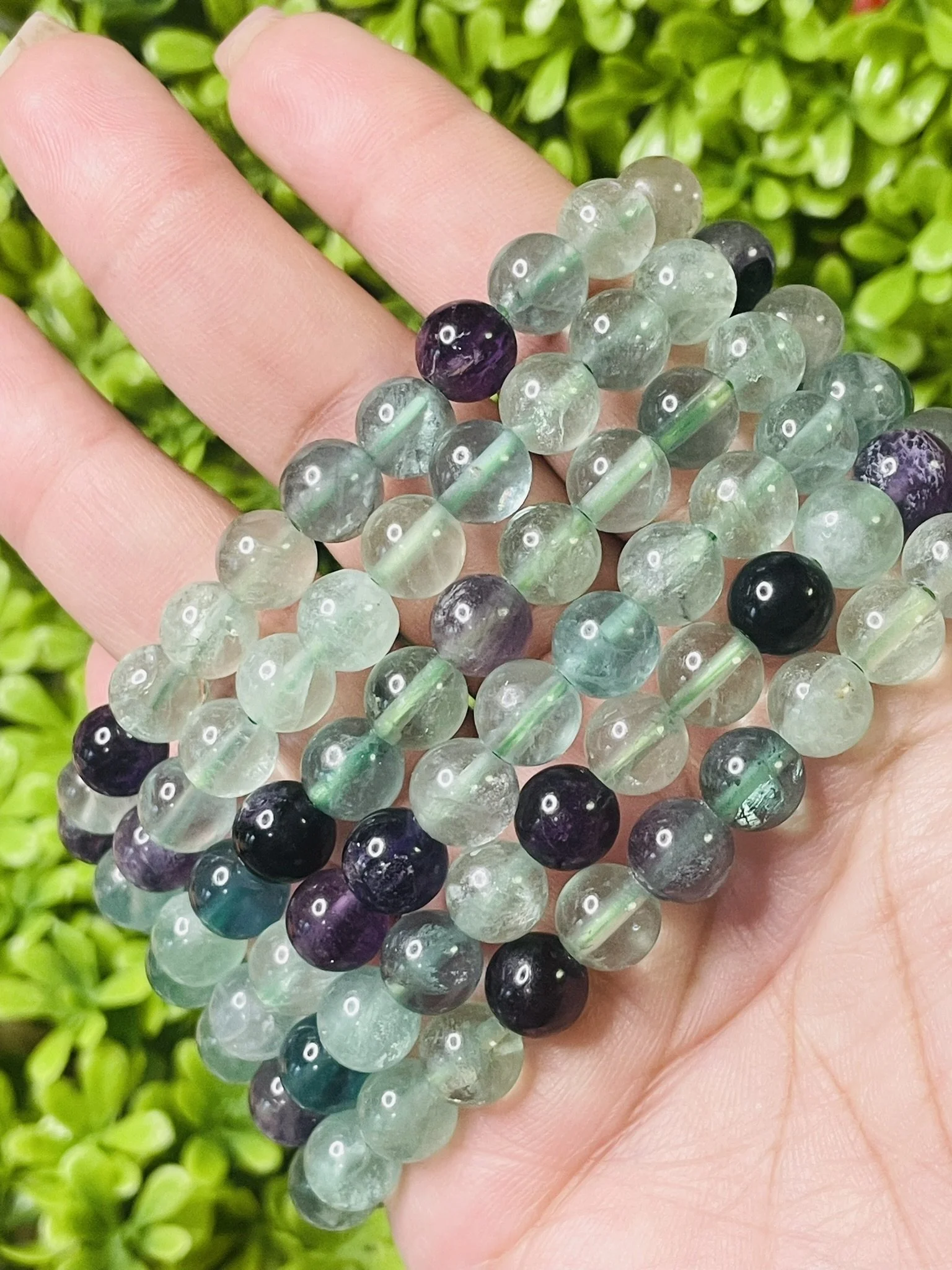Green & Purple Fluorite Bracelet | The Loom of Mental Heart-Alignment