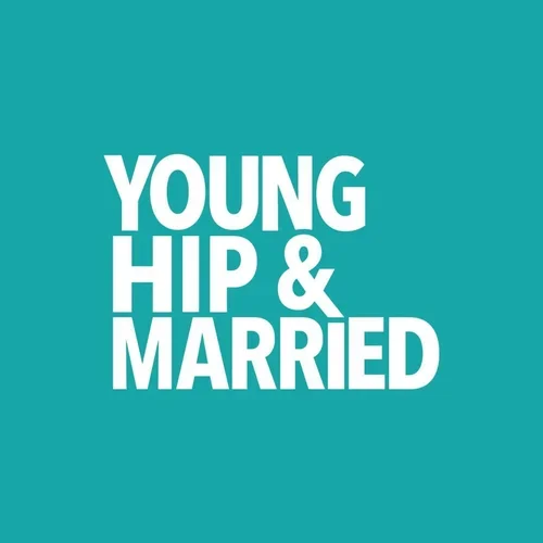 Text reading 'Young Hip & Married' on a teal background.