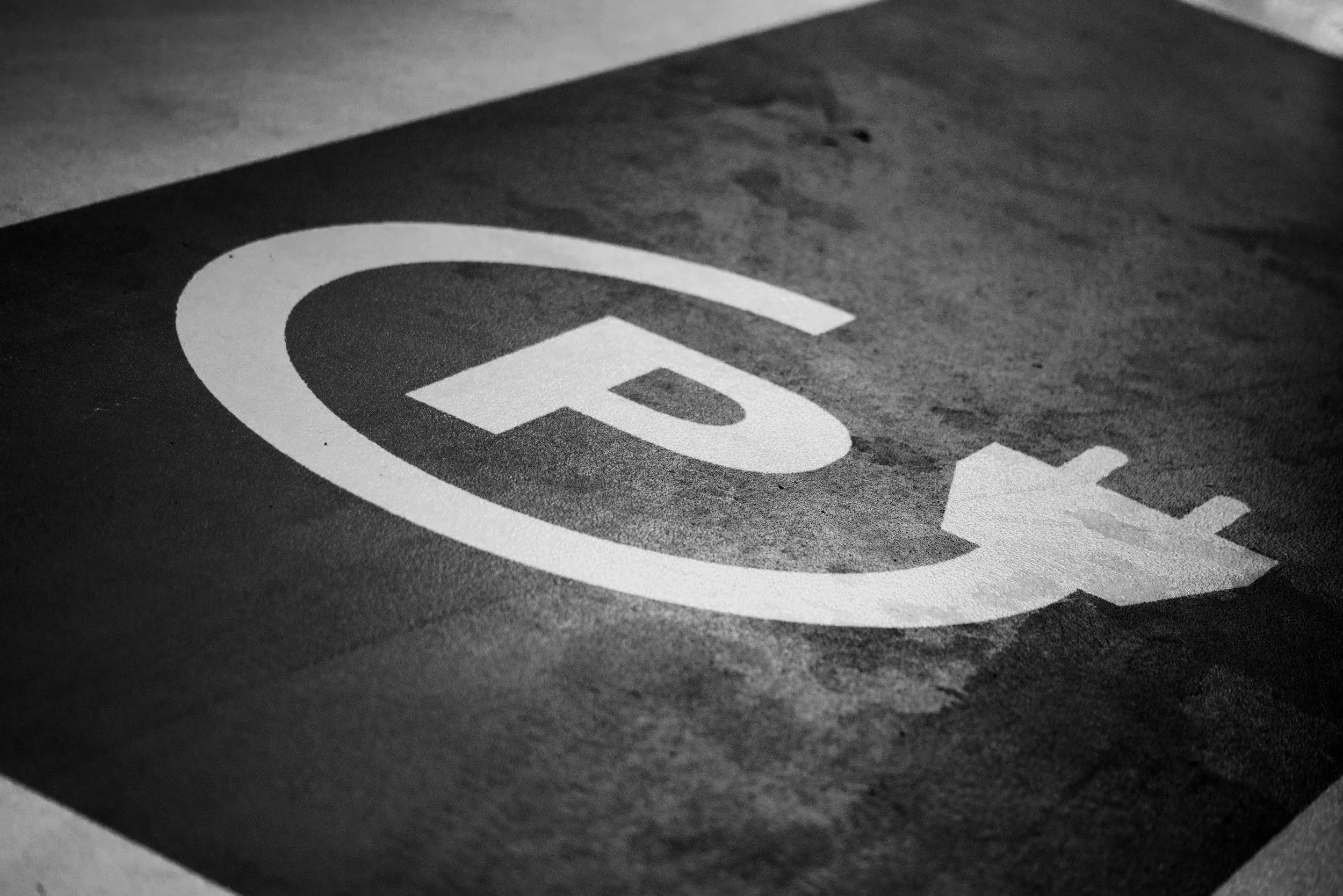 ev charging parking spot with blue tint
