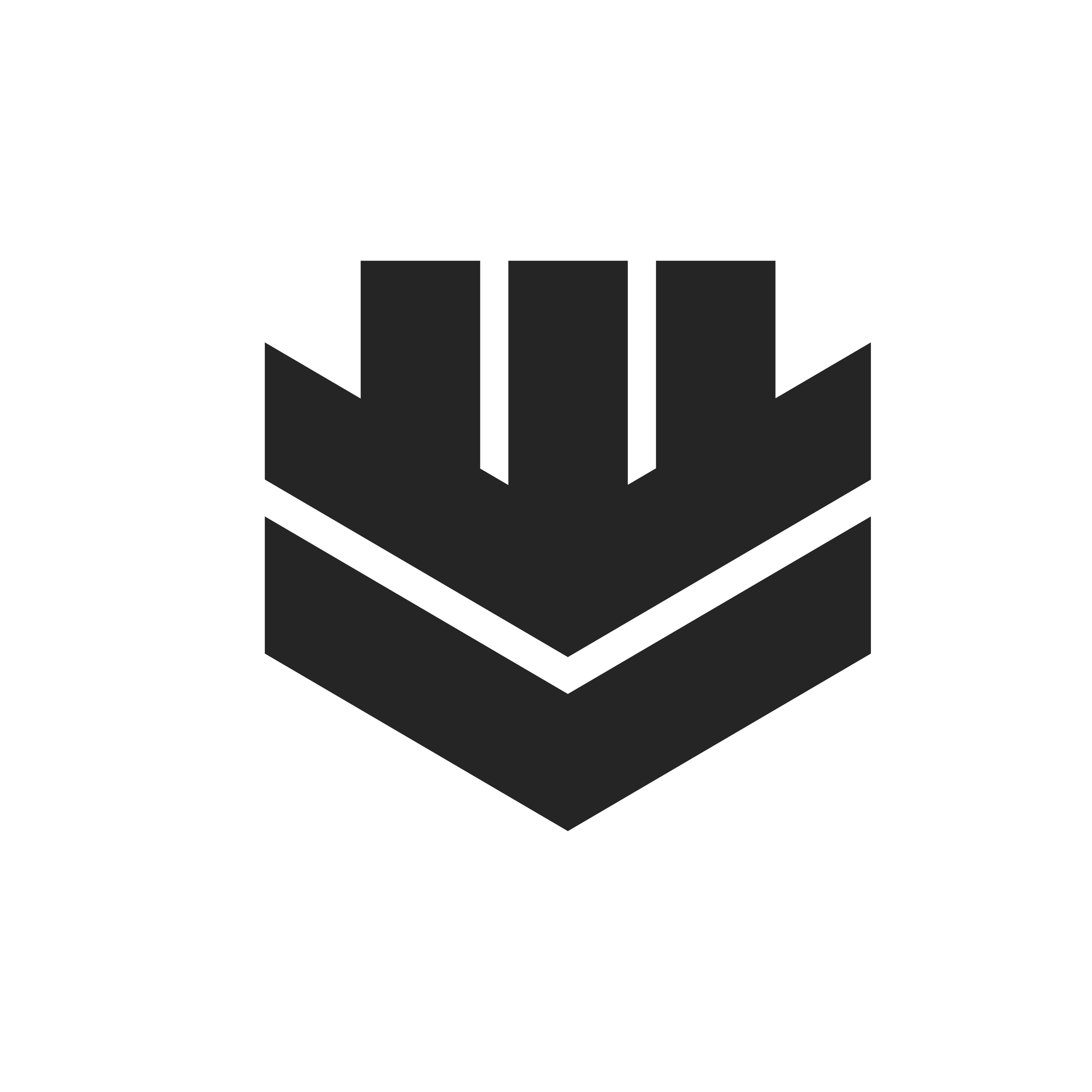 A black and white line drawing of a three-dimensional chessboard with chess pieces.
