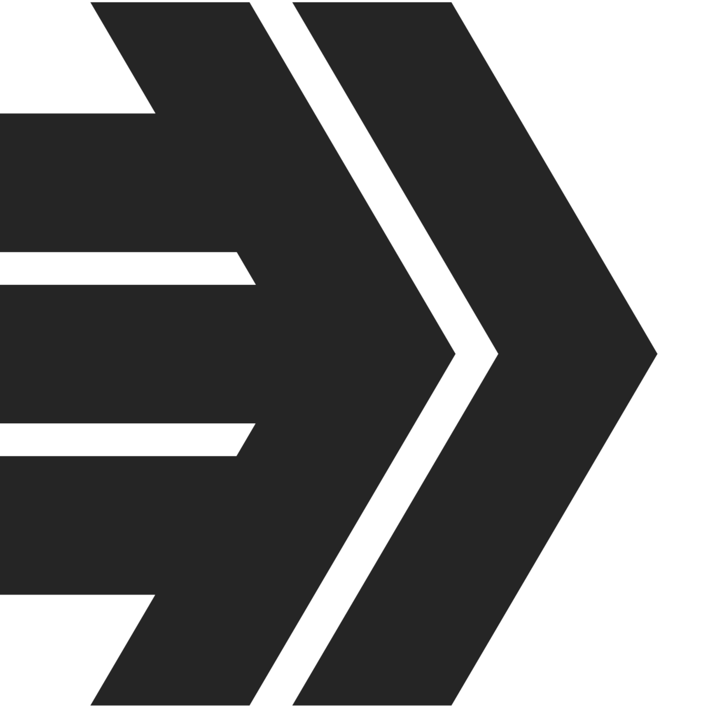 Black background with white arrow designs pointing to the right.