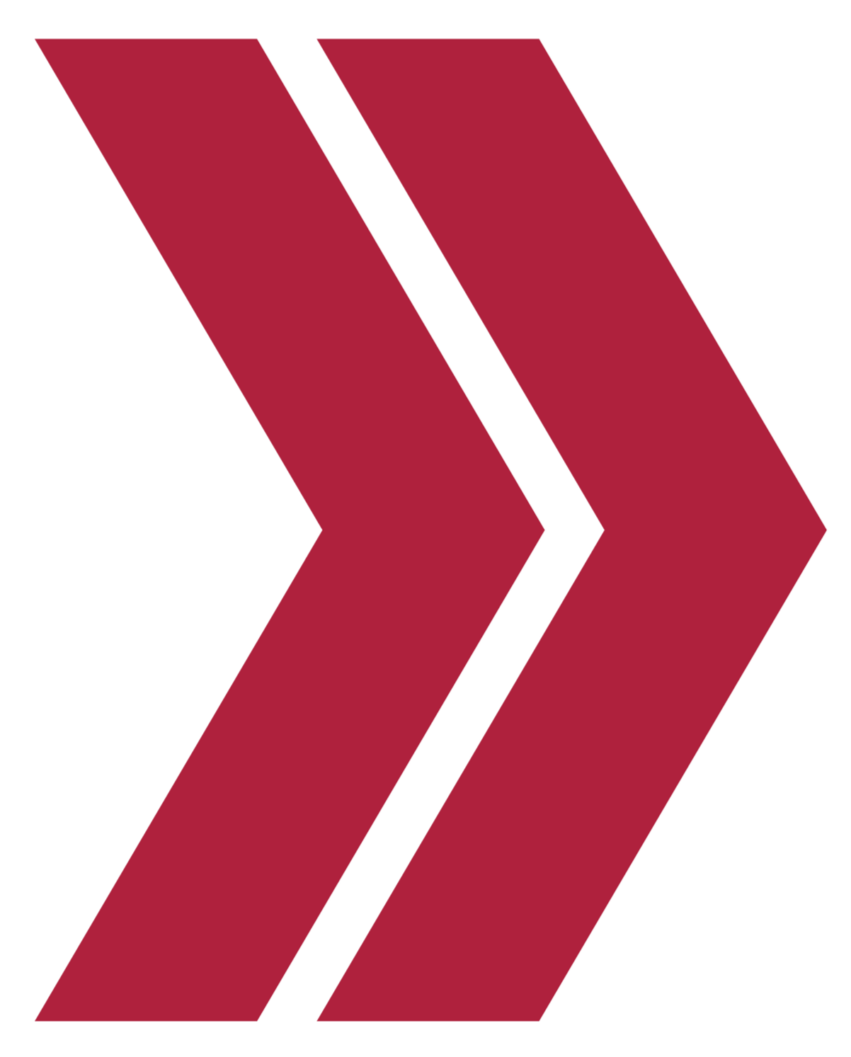 Red and black logo with three forward-pointing arrows of decreasing size.