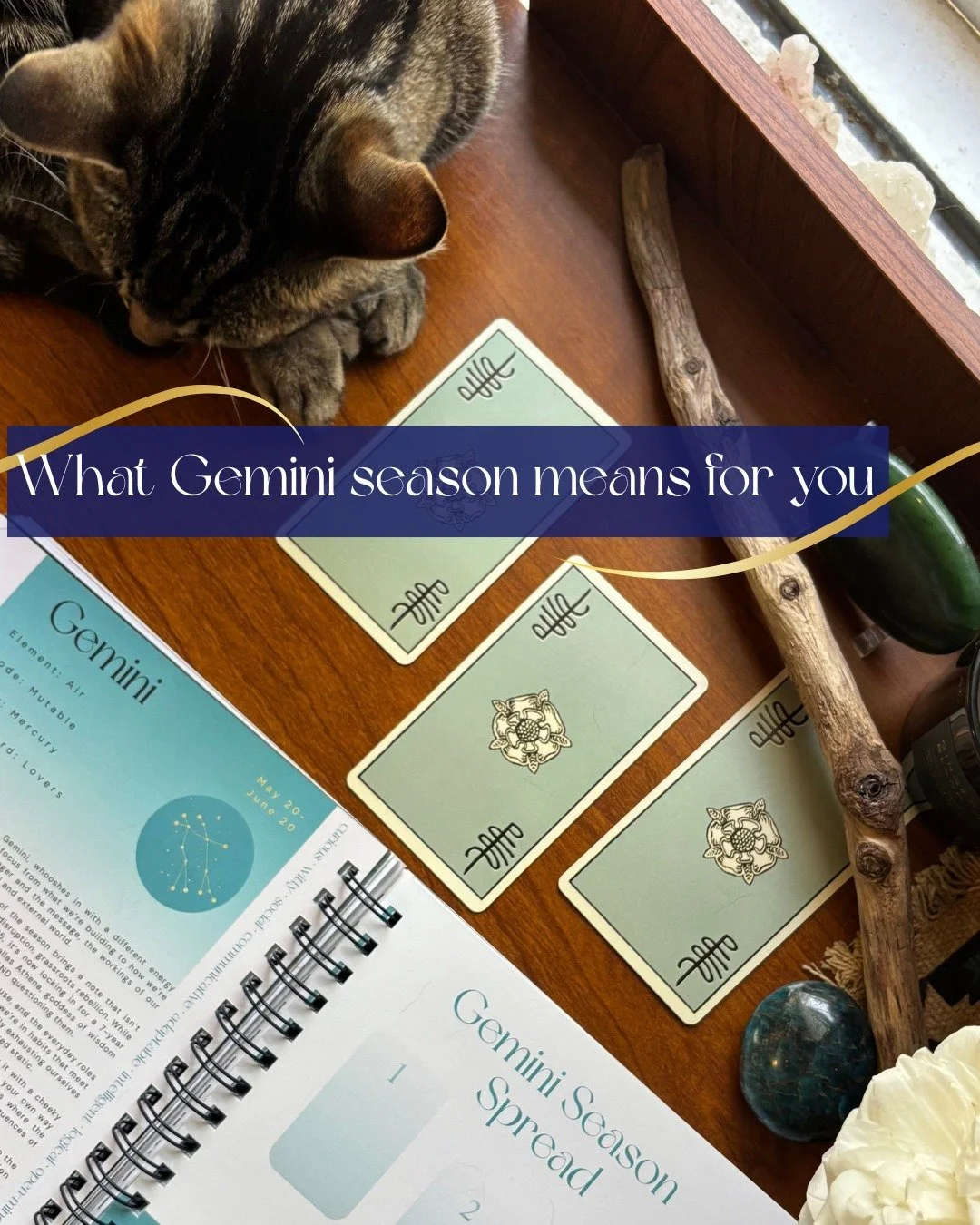 Gemini ♊︎ whooshes in with a different energy entirely.

The focus shifts from what you're building to how you're broadcasting: your words, your channels, the roles you play and whether they still fit.

This season has a sharp edge to it. Mercury co-