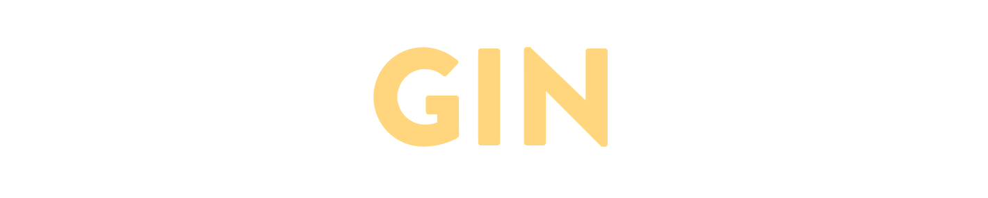 Close-up of a black label with the words 'GOD GIN' in large bold yellow letters.