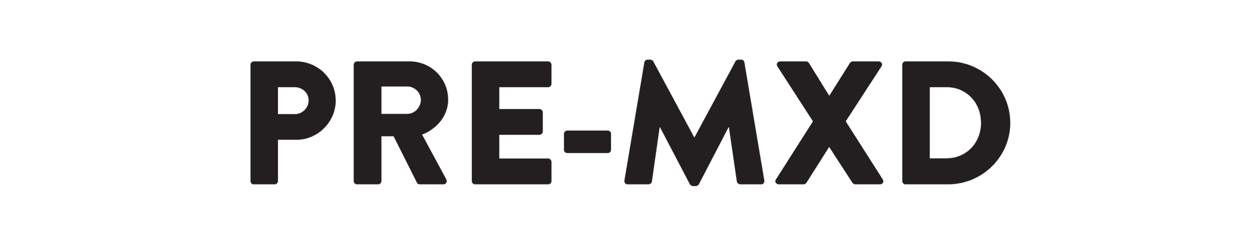 The text 'PRE-MX' written in large, black stylized letters on a transparent background.
