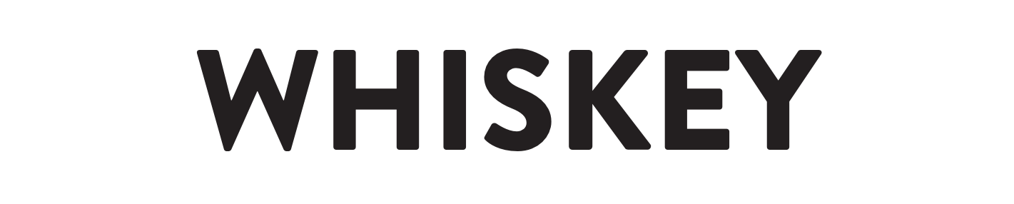 The word 'WHISKEY' in black bold letters on a white background.