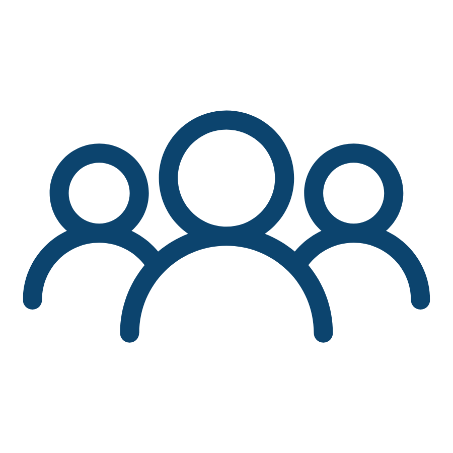 Icon of three stylized human figures representing a group or team.