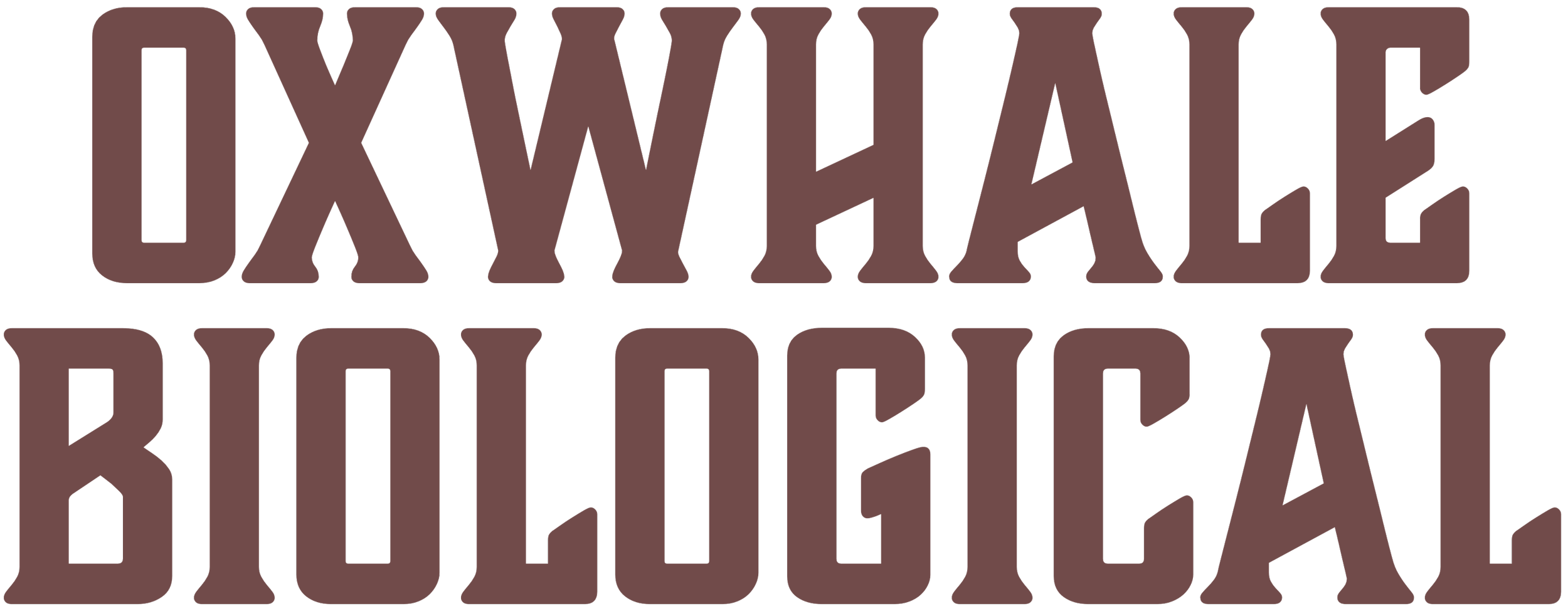 Text in large, bold, brown letters that reads "oxwhale biological"