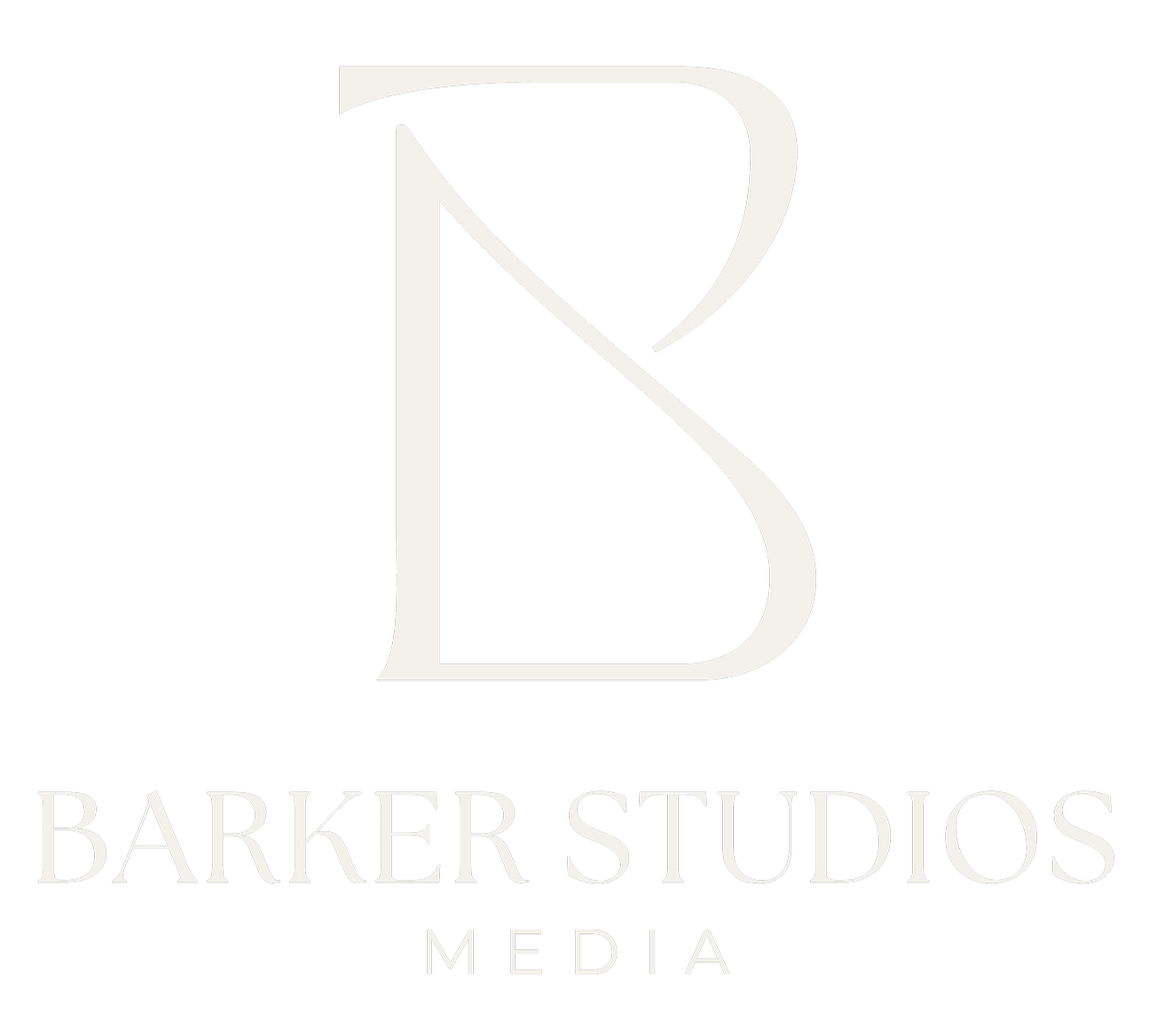Black background with a large white stylized letter 'B' and text that reads 'Barker Studios Media'.