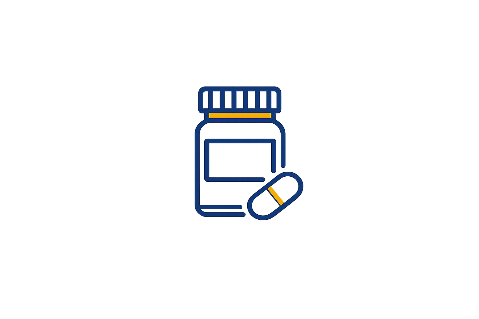 An illustration of a medicine bottle and a capsule pill on a teal background.