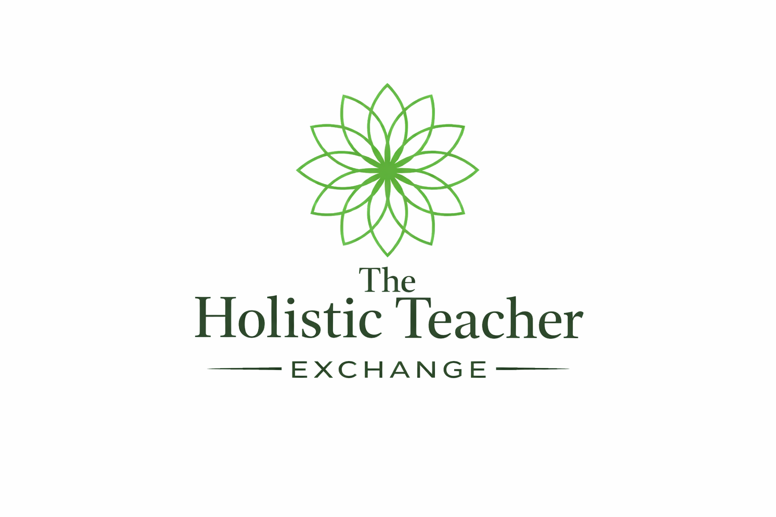 Logo with a green lotus flower above the text 'The Holistic Teacher Exchange' in green font, on a white background.