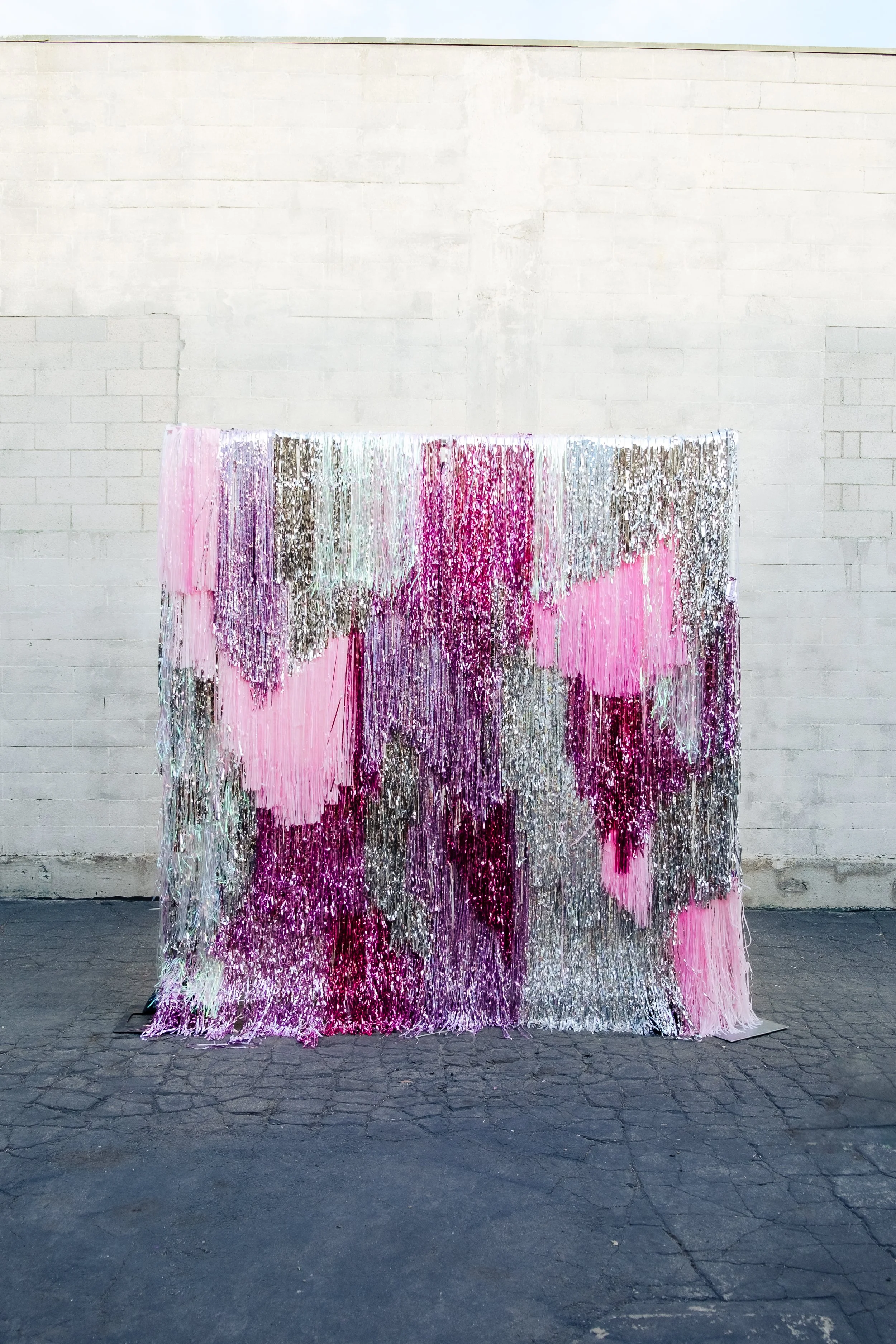 Tinsel Backdrop - Pink & Silver