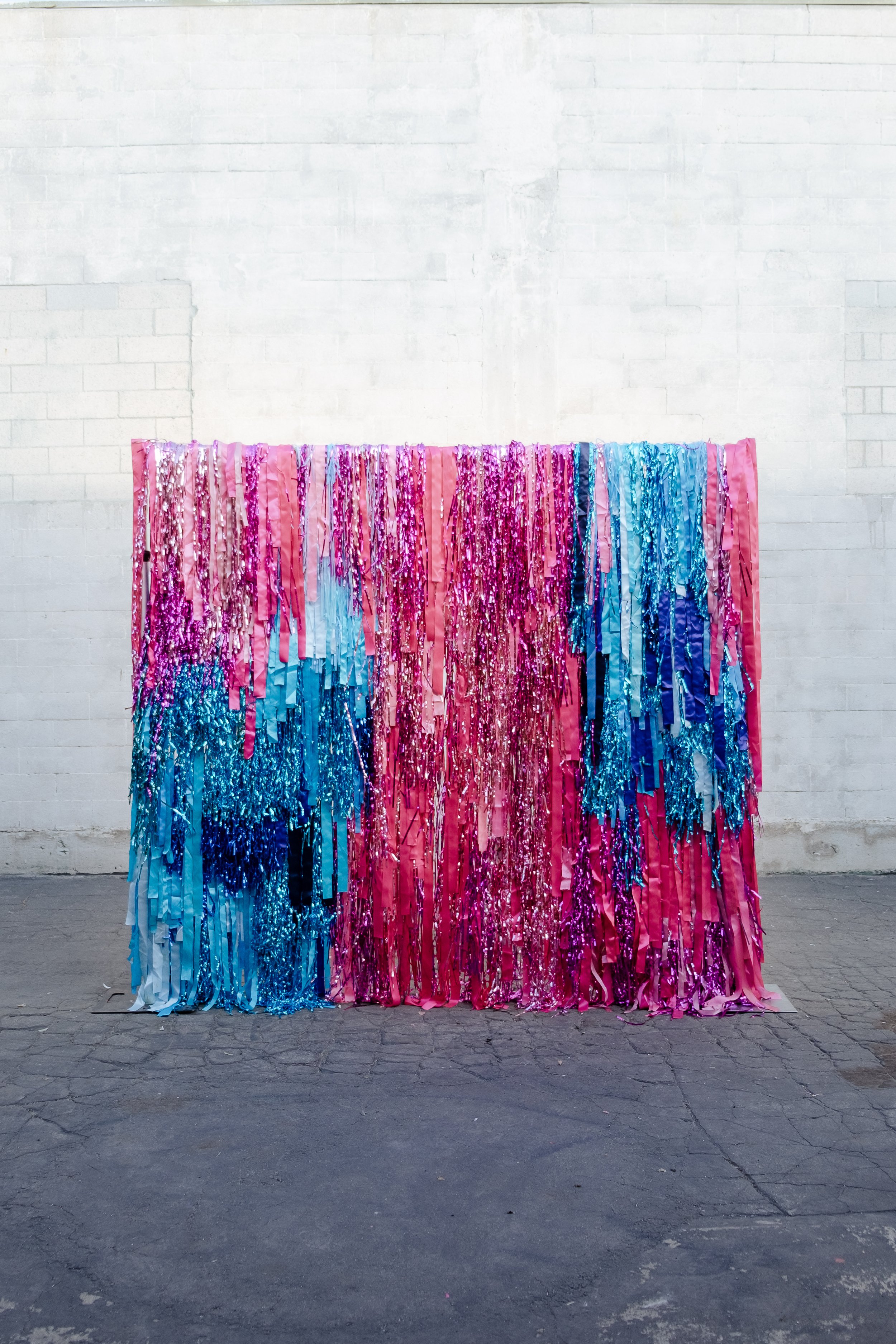 Ribbon + Tinsel Backdrop - Pink & Blue