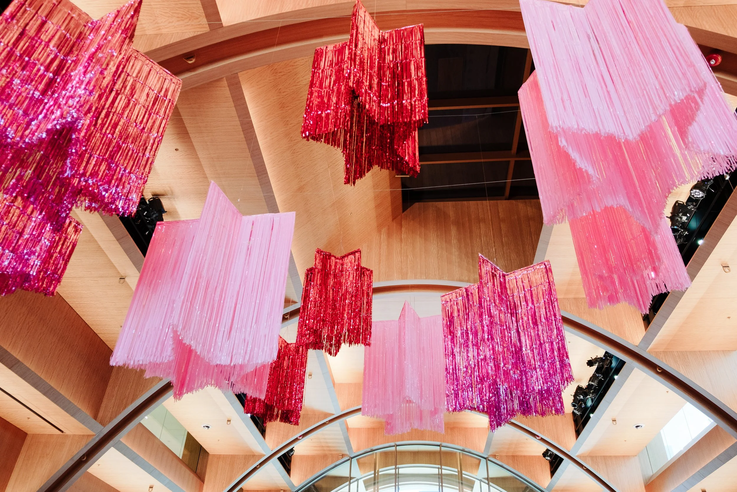 Tinsel Chandeliers - Pink Stars