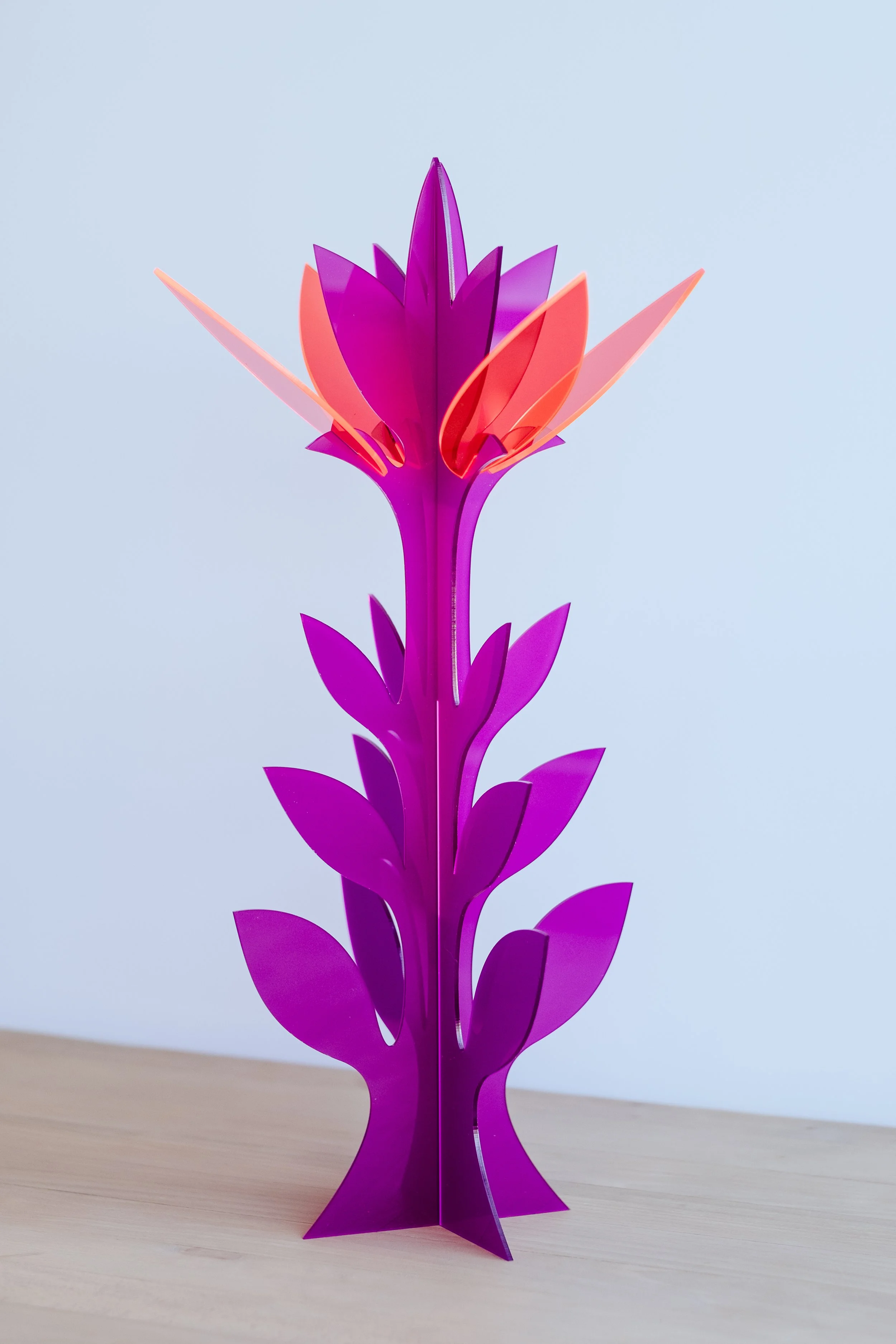 Magenta & Red Acrylic Flower Sculpture