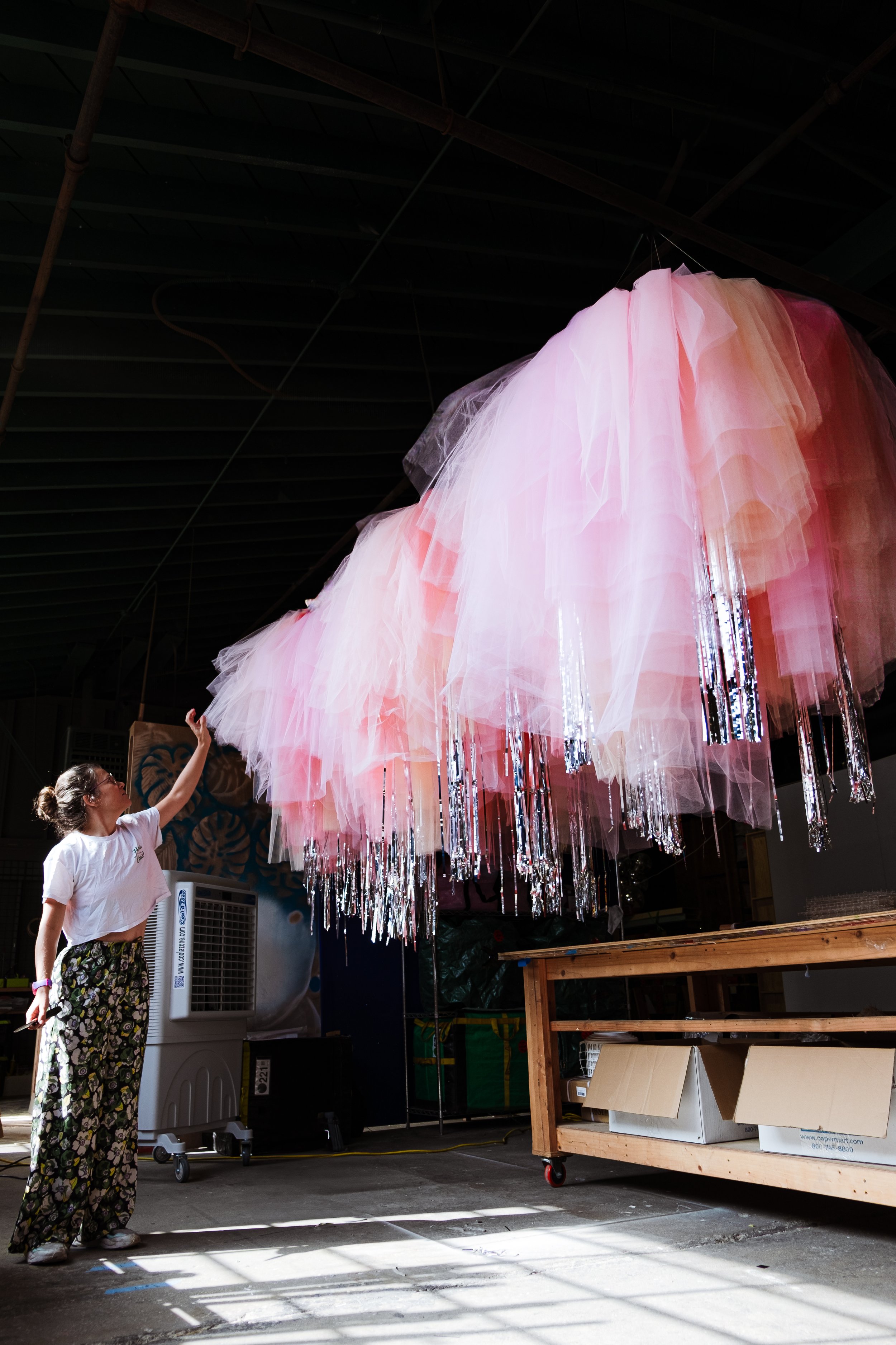 Tulle Chandeliers - Pink/Peach
