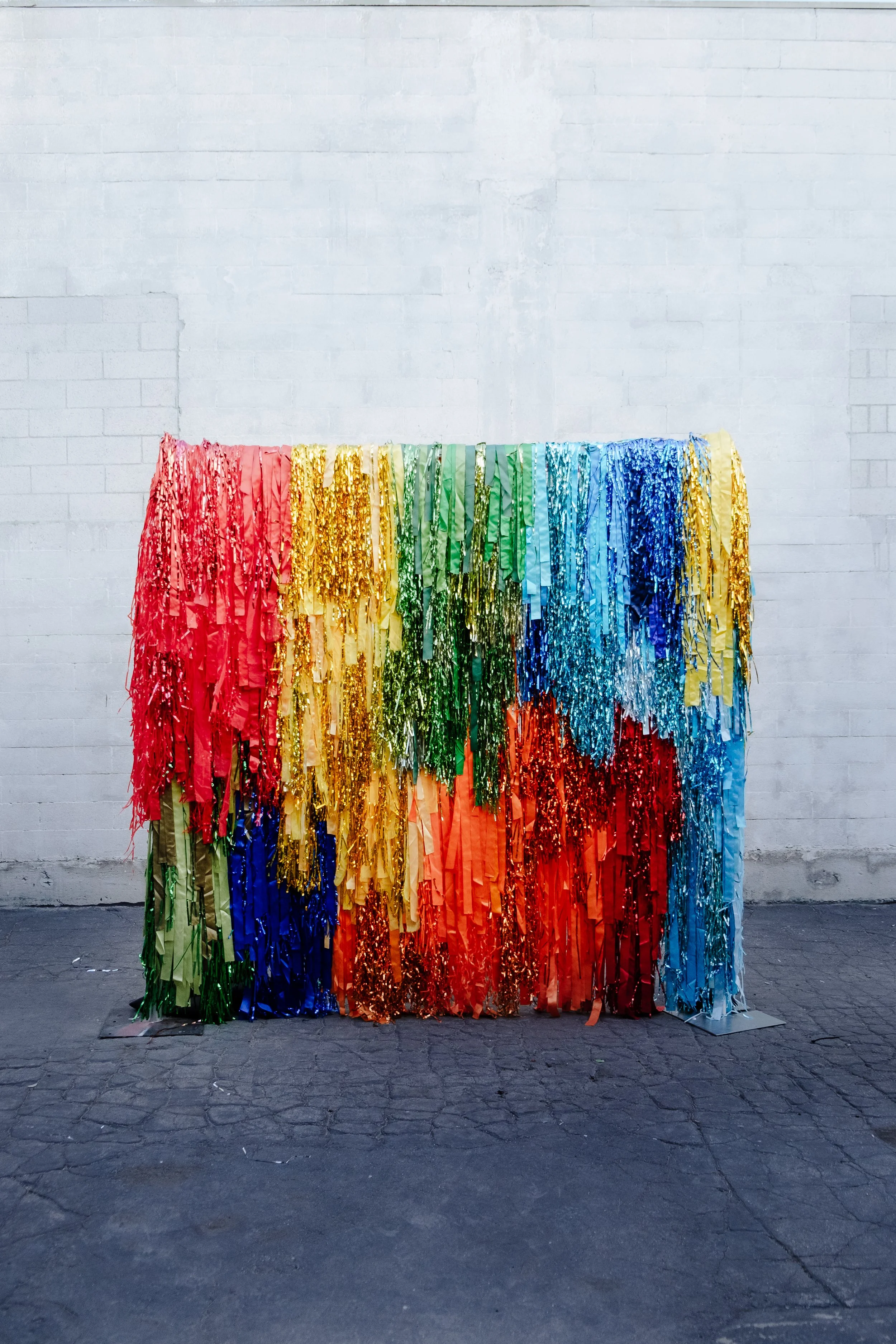 Ribbon + Tinsel Backdrop - Rainbow