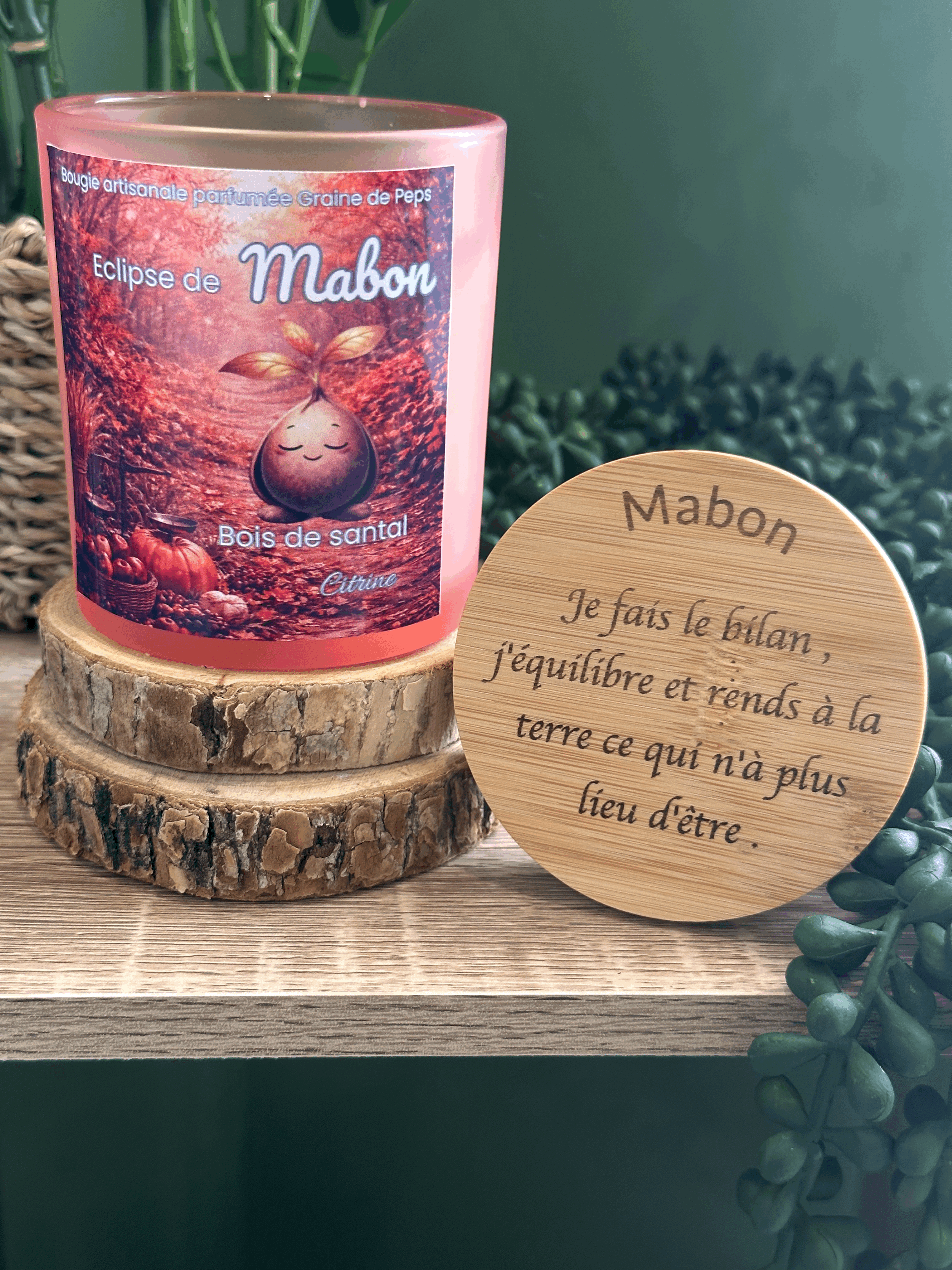 Bougie parfumée Éclipse de Mabon – Bois de Santal & Citrine