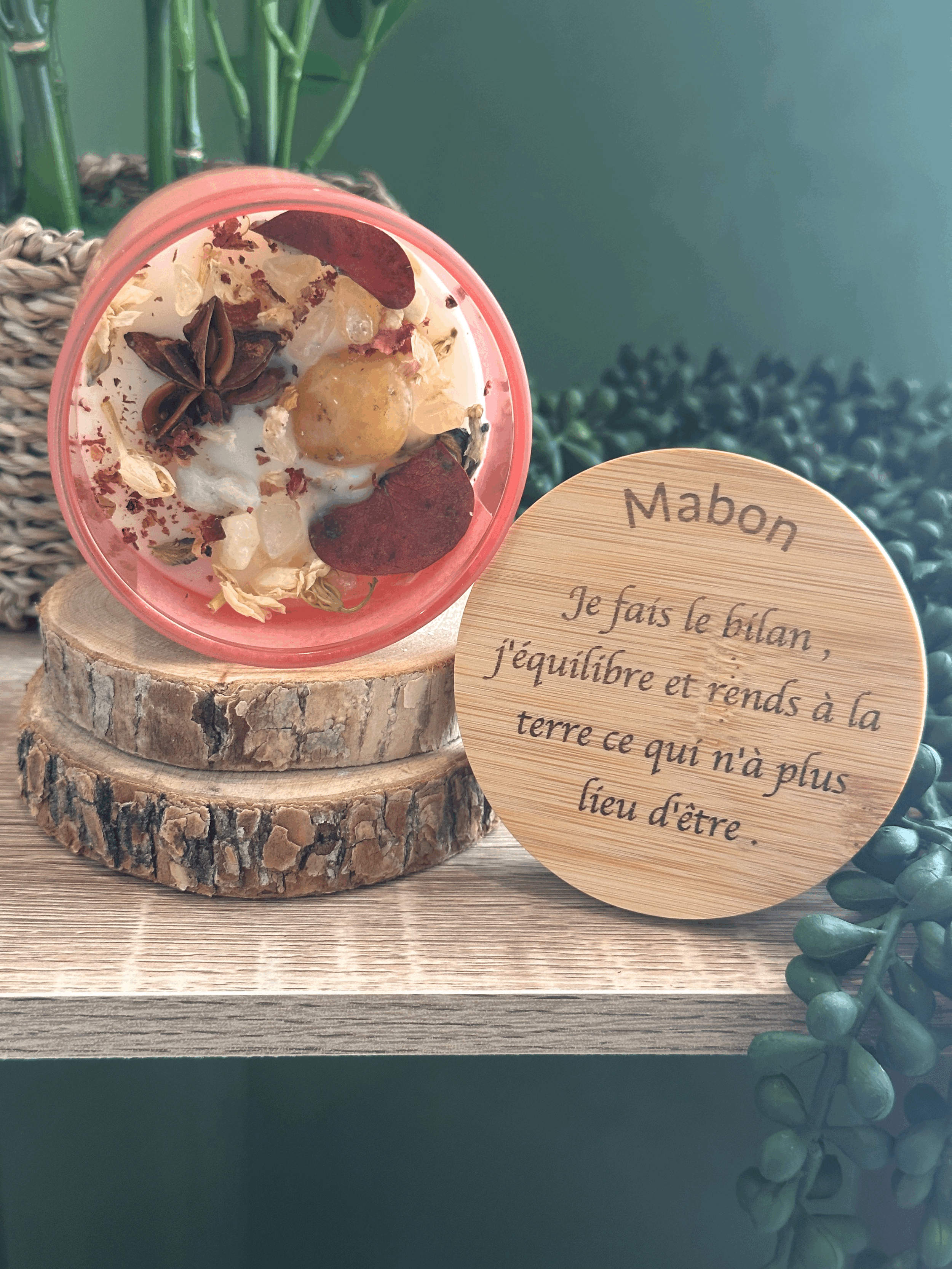 Bougie Sabbat Mabon – Bois de Santal & Citrine | Équinoxe d’Automne