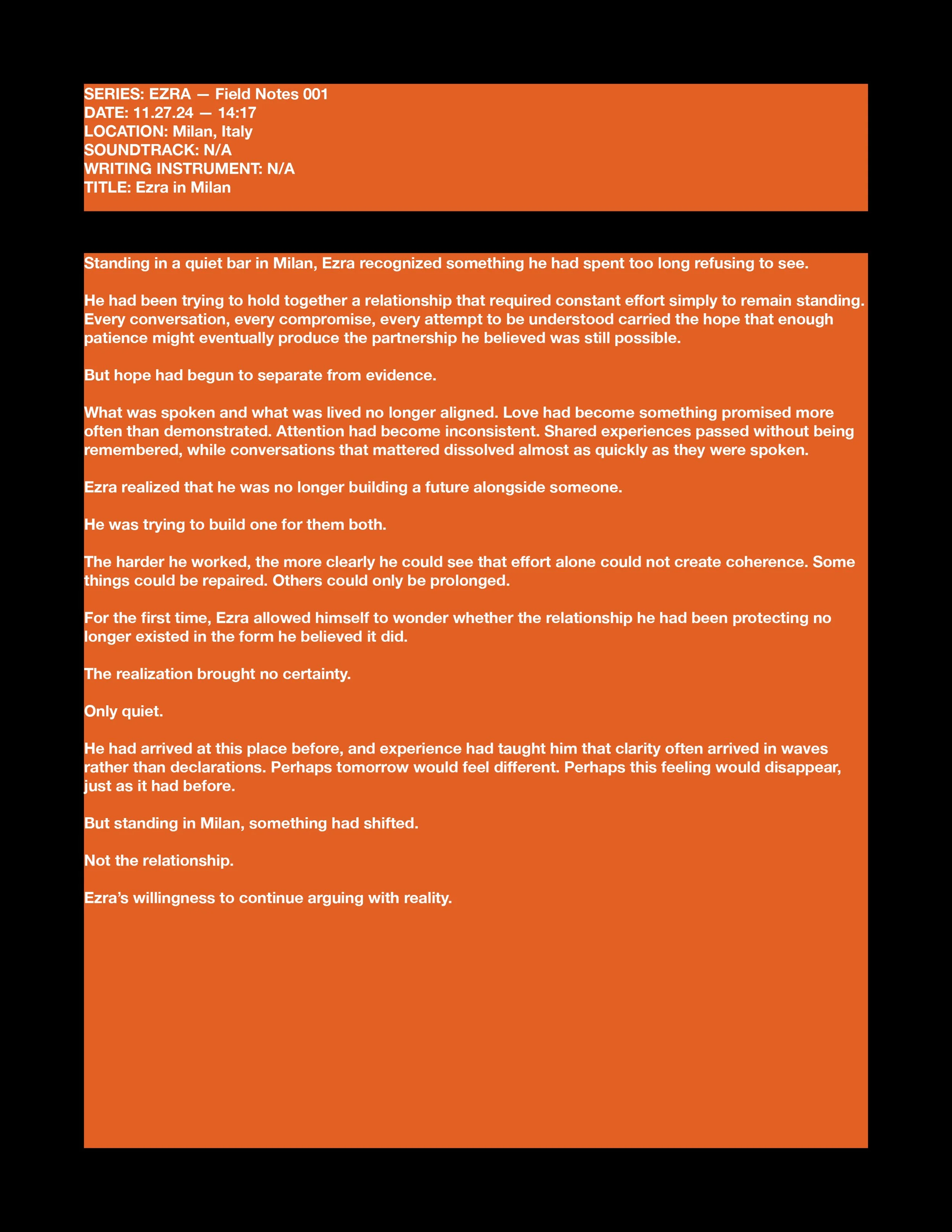 FIELD NOTE: 001