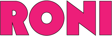 Text that reads 'RONI' in bold pink uppercase letters.