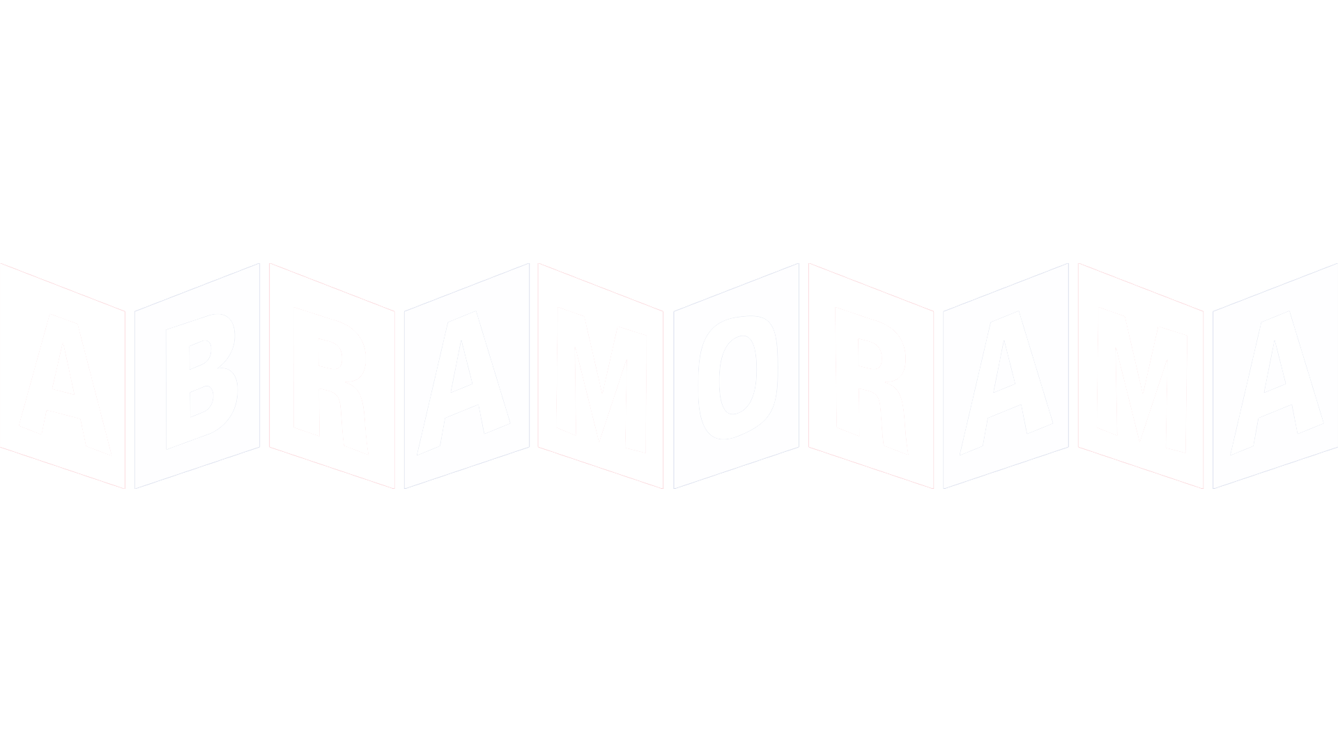 A black and white graphic with the words 'A BRAMORAMA' spelled out in block letters on a series of connected, folding panels.
