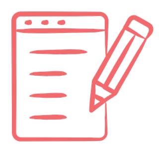 Icon of a web browser window with a checklist or to-do list and a pencil for editing.