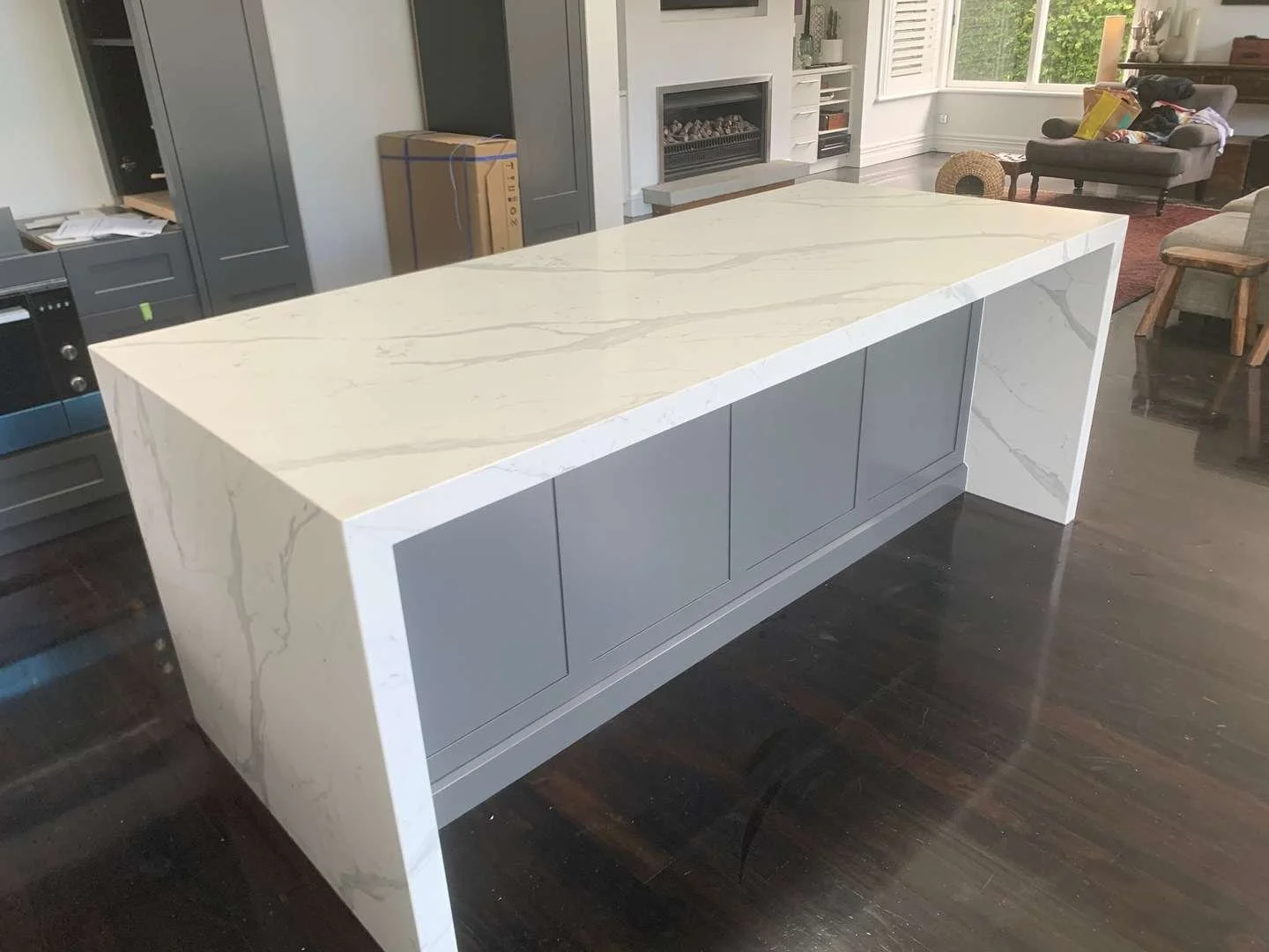 Whitestone Marble Benchtop with Waterfall Legs | Art Stone | Auckland 2020 (1).jpeg