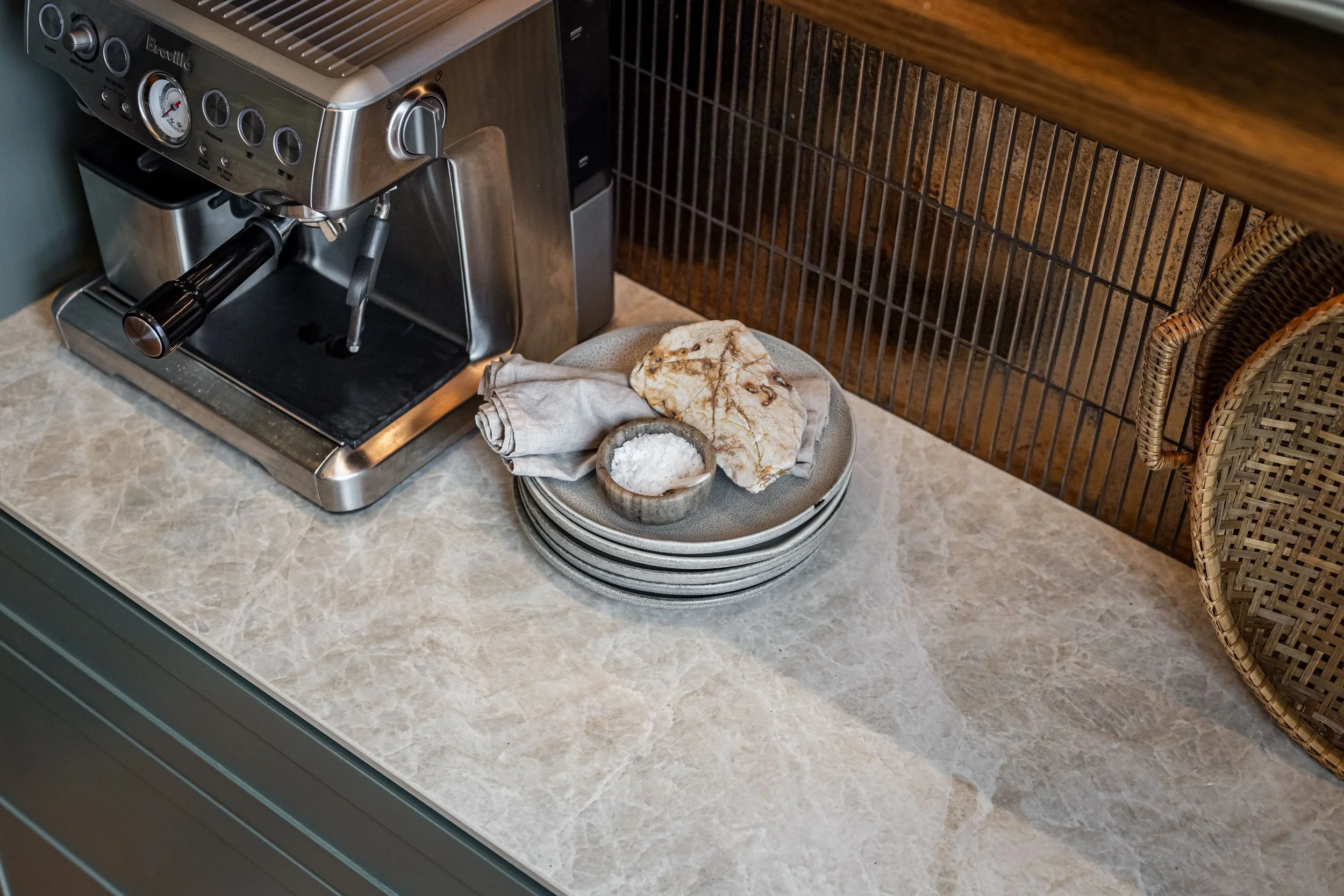 Granite benchtop, ceramic, tiles