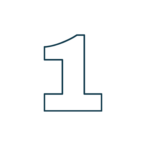 Outline of the number one in a bold, simple style on a black background.