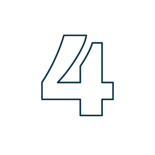 Number four in large blue outline with a black background.