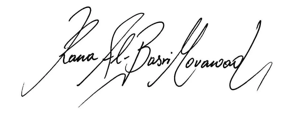 Signature in black ink reading 'Rana AlBasri Mouawad' in cursive handwriting.