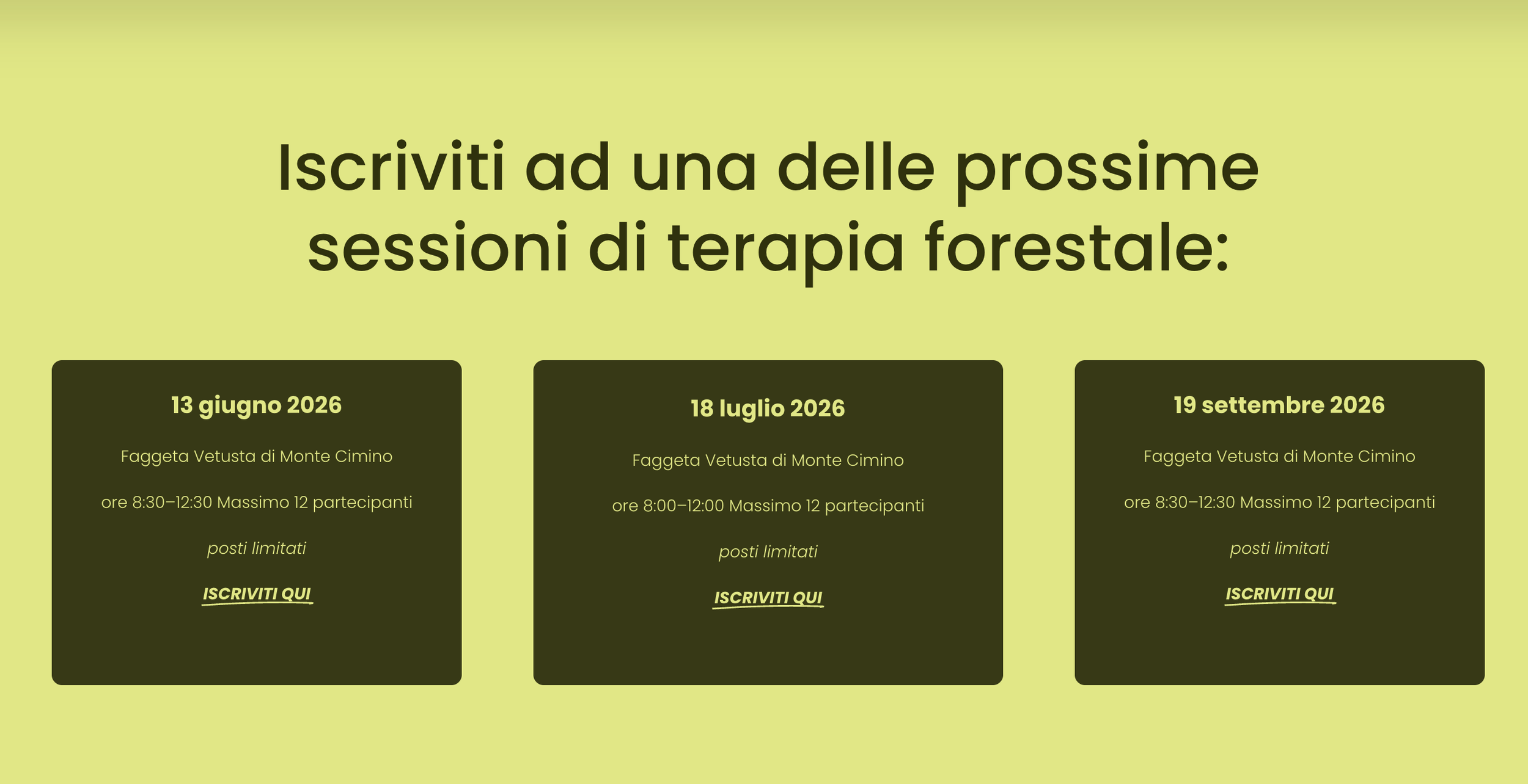 Le date sono aperte: tre sessioni di terapia forestale al Monte Cimino nel 2026!