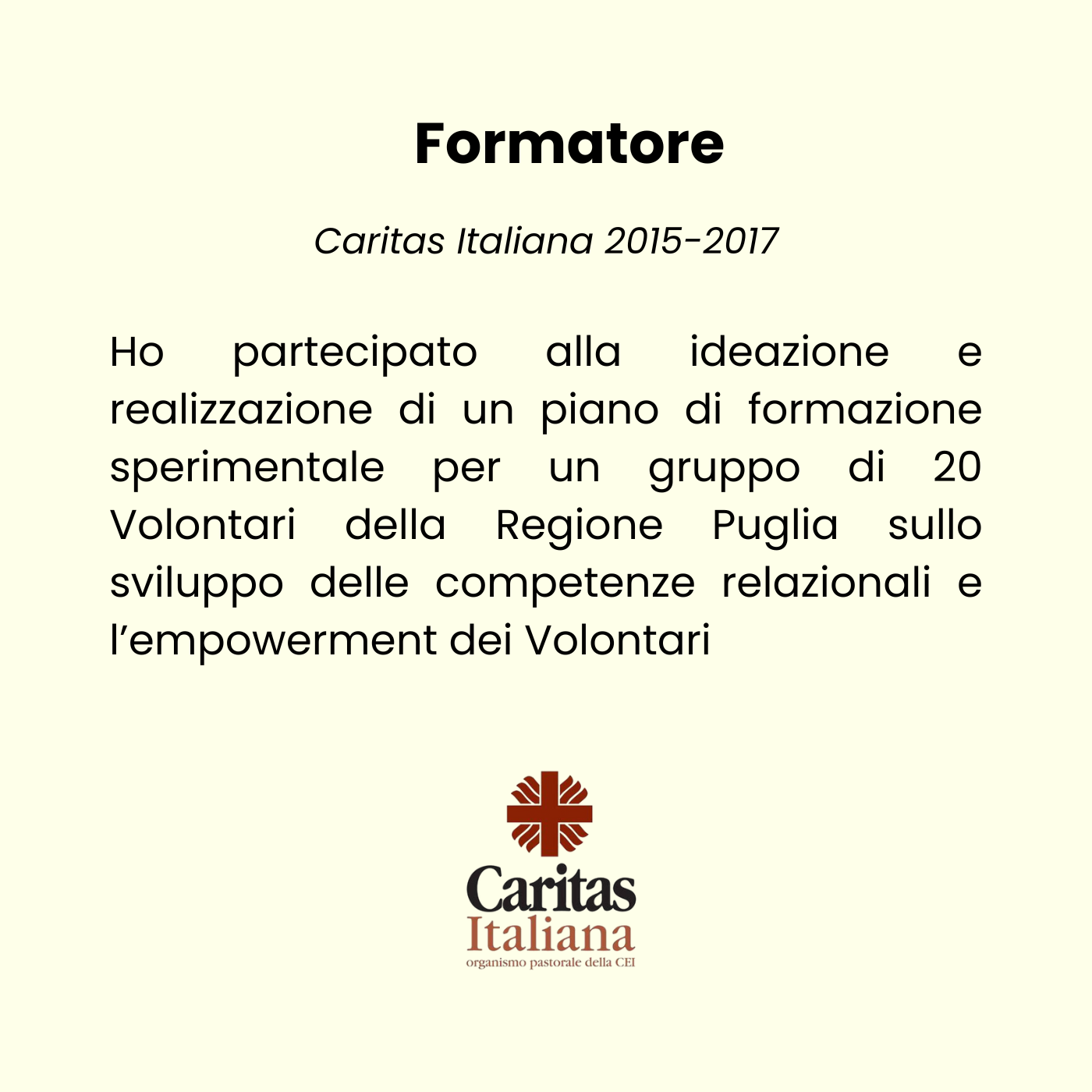 Testo con logo di Caritas Italiana, bianco, arancio e marrone.