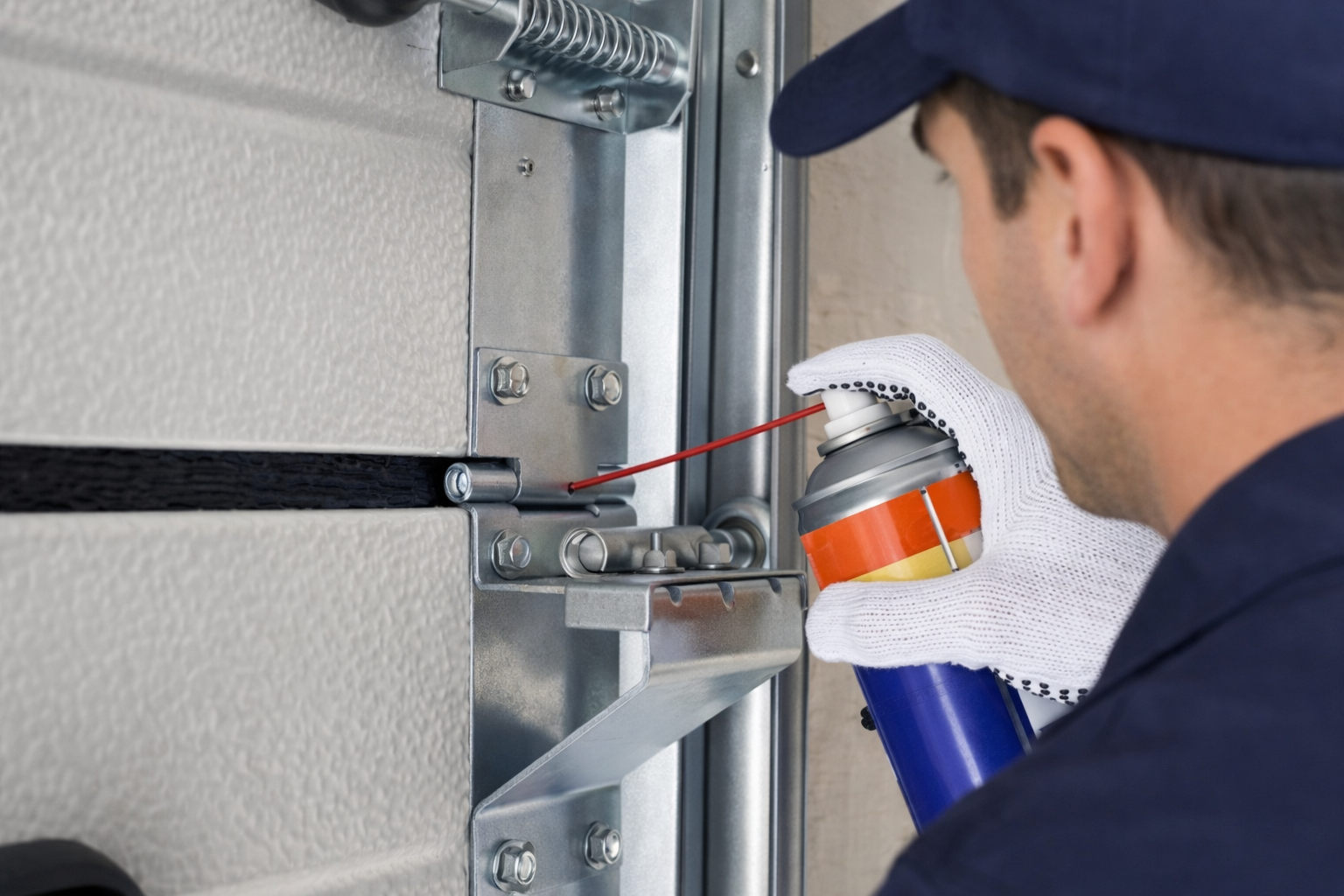 Door Flex technician performing maintenance service on a garage door in Arizona