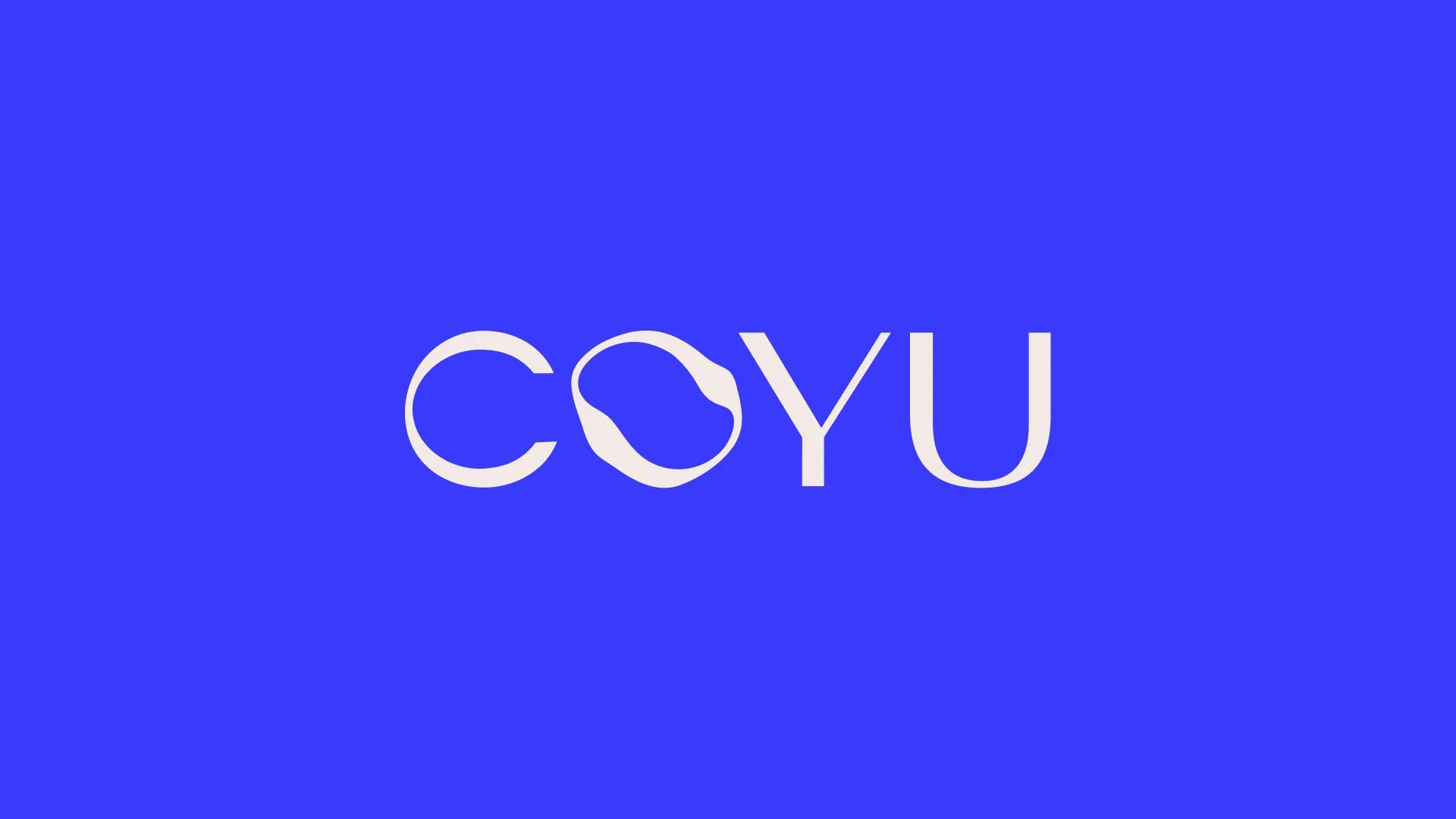 The image features a blue background with the word 'COYU' written in white, stylized letters, with the 'O' resembling a planetary or celestial object.