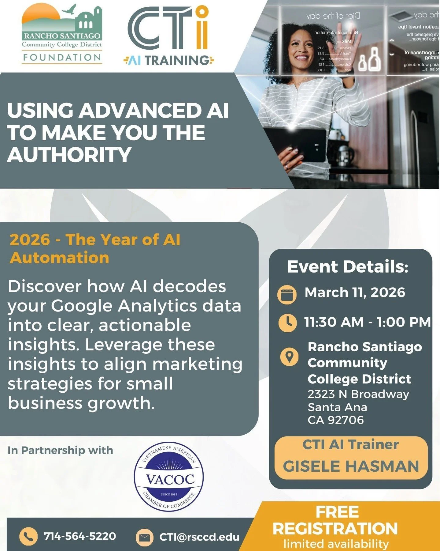🚀 2026 is THE Year of AI Automation! 🤖✨

Unlock the power of AI with CTI AI Trainer Giselle Hasmn and discover how AI can transform your Google Analytics data into clear, actionable insights. Use these insights to supercharge your marketing strateg