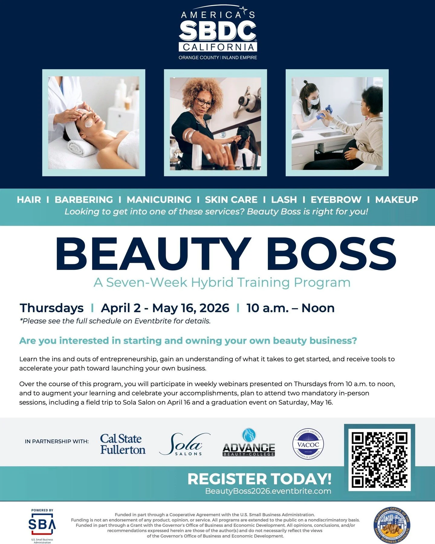 💄✨ Calling all beauty professionals! Ready to take your skills beyond the chair and into business ownership?

The Beauty Boss Program is a 7-week hybrid program designed to help aspiring and established beauty professionals launch or grow their own 